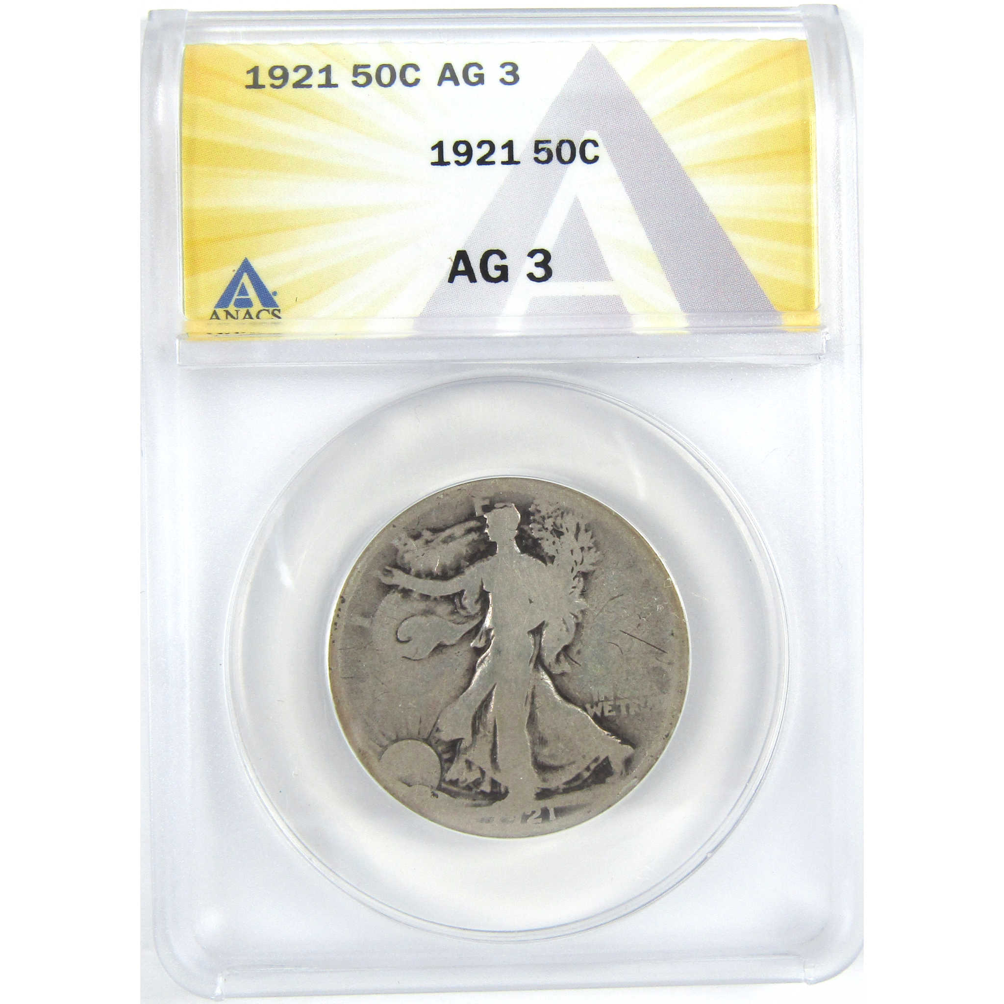 1921 Liberty Walking Half Dollar AG 3 ANACS Silver 50c Coin SKU:I16365