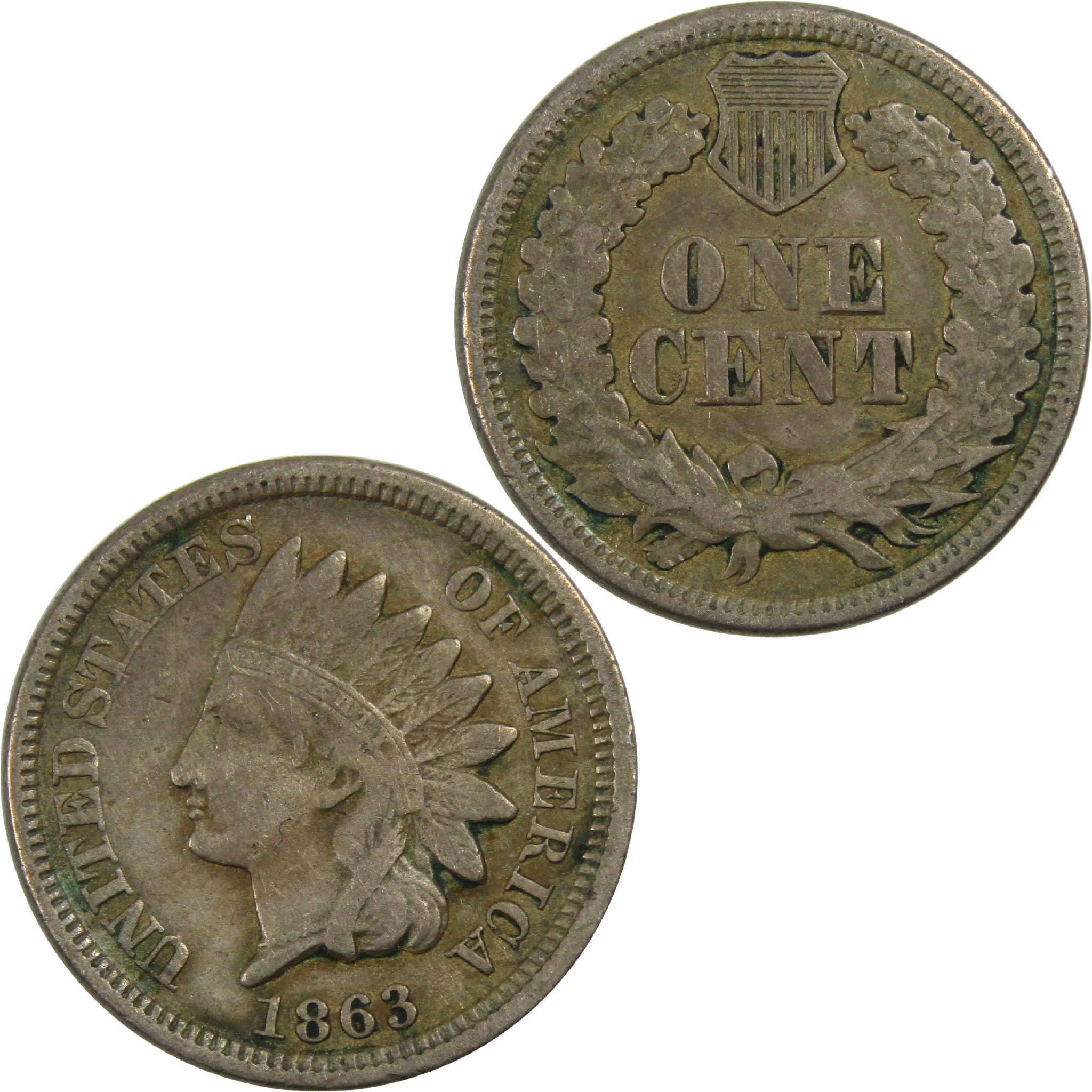 1863 Indian Head Cent VF Very Fine Copper-Nickel Penny SKU:I12570