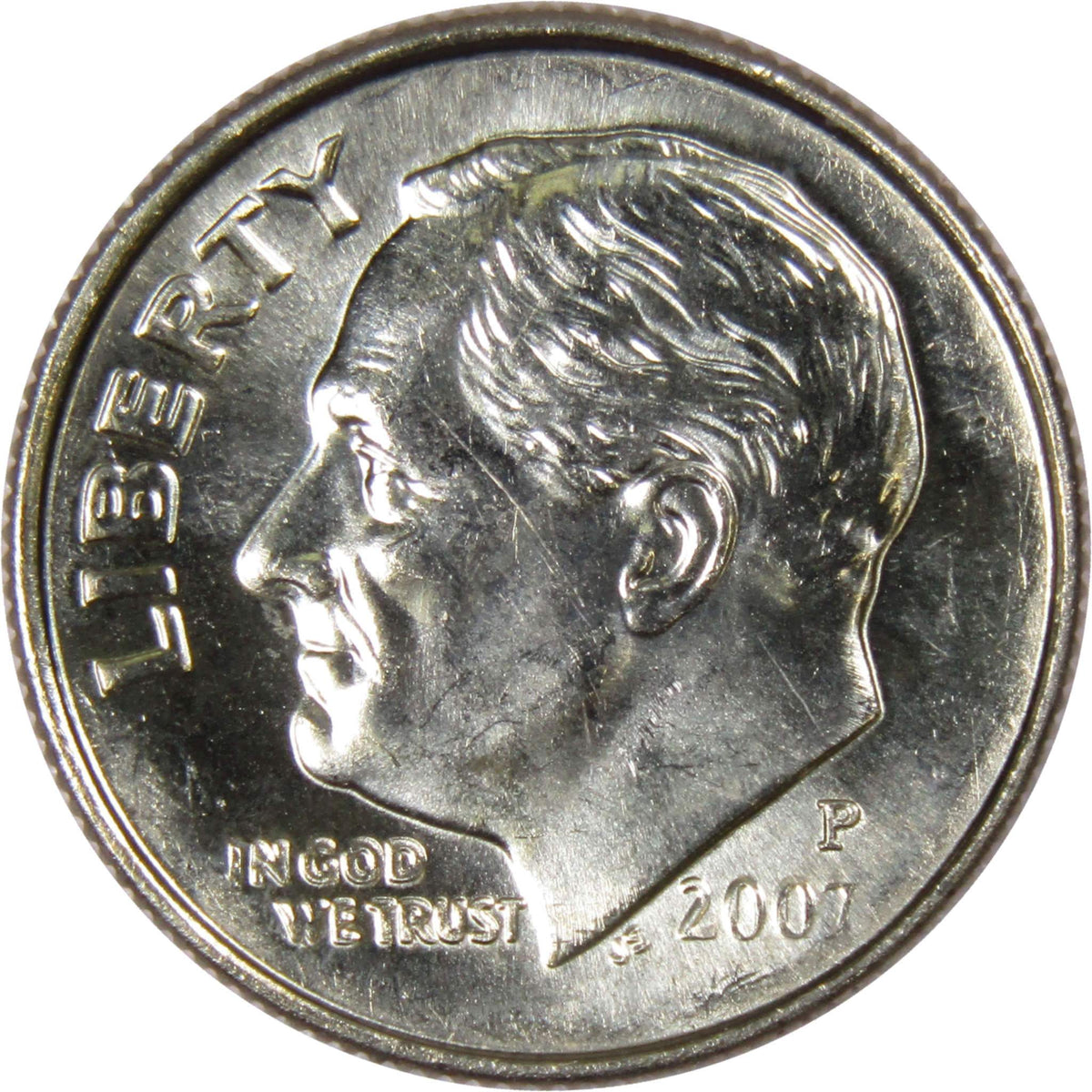 2007 P Roosevelt Dime Clad Uncirculated Mint State 10c Coin