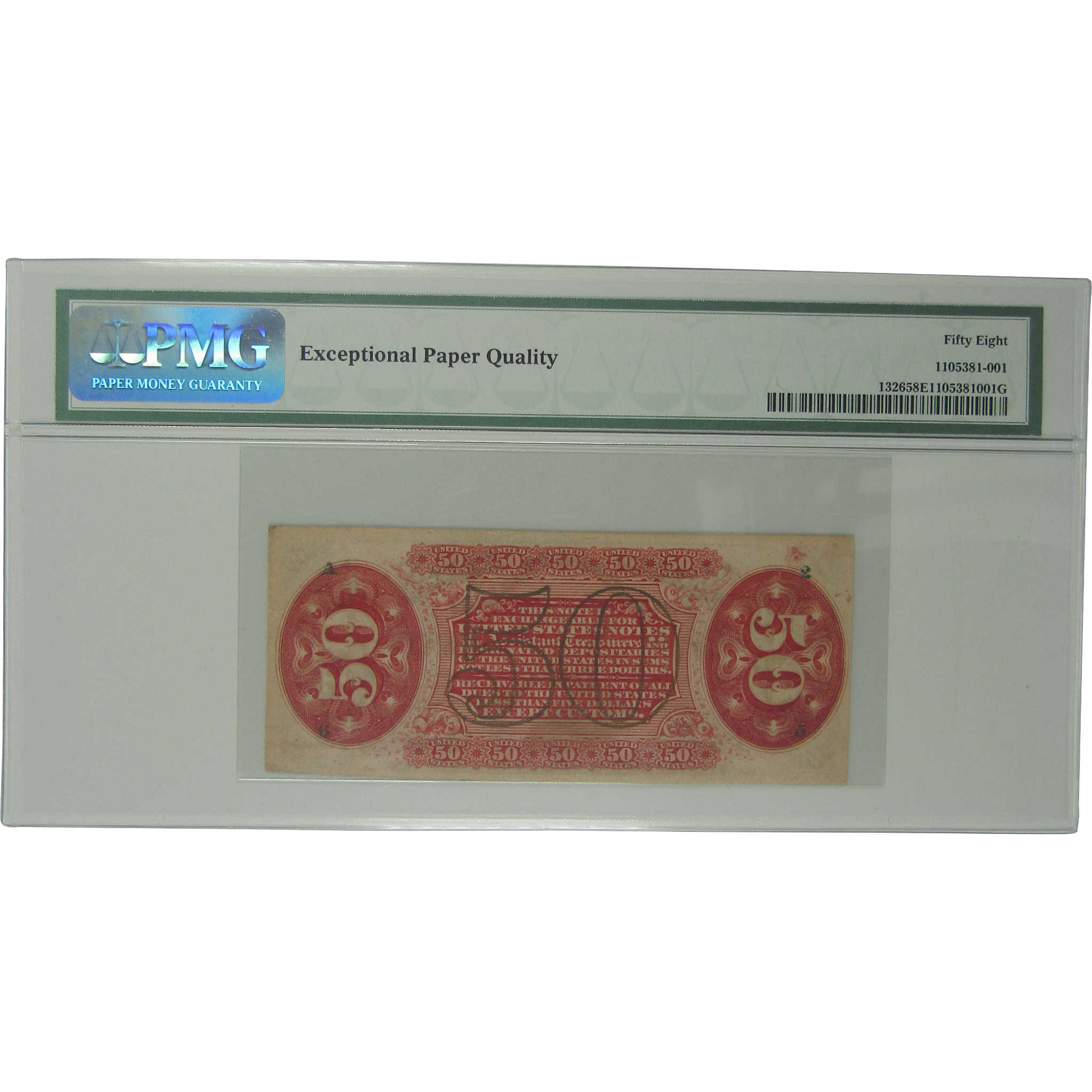 50c Fractional Note Third Issue Fr 1326 Choice About Unc 58 EPQ PMG