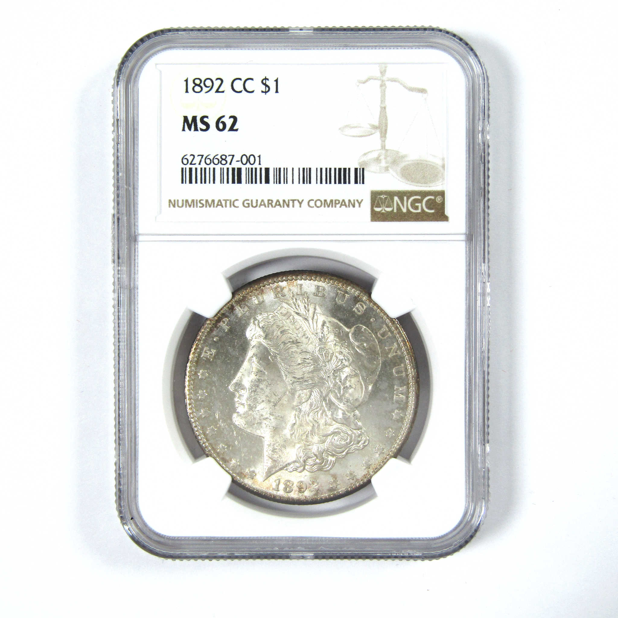 1892 CC Morgan Dollar MS 62 NGC Silver $1 Toned Reverse SKU:CPC7193