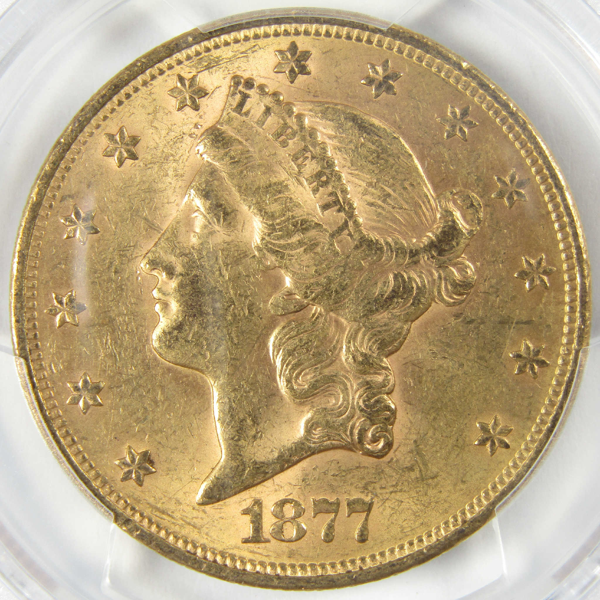 1877 S Liberty Head Gold $20 Double Eagle MS 61 PCGS Uncirculated Coin