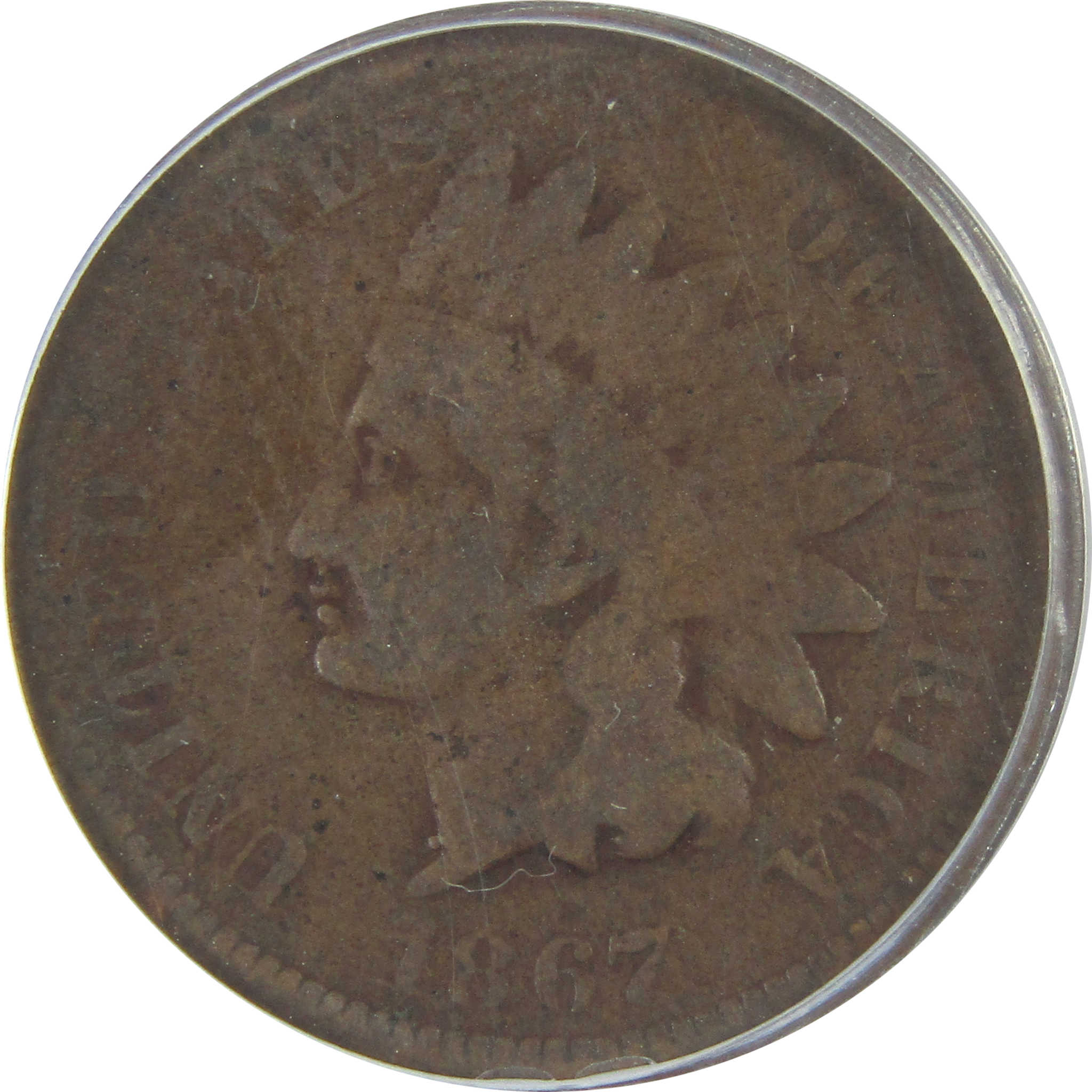 1867 Indian Head Cent G 4 Details ANACS Penny 1c Coin SKU:I16070