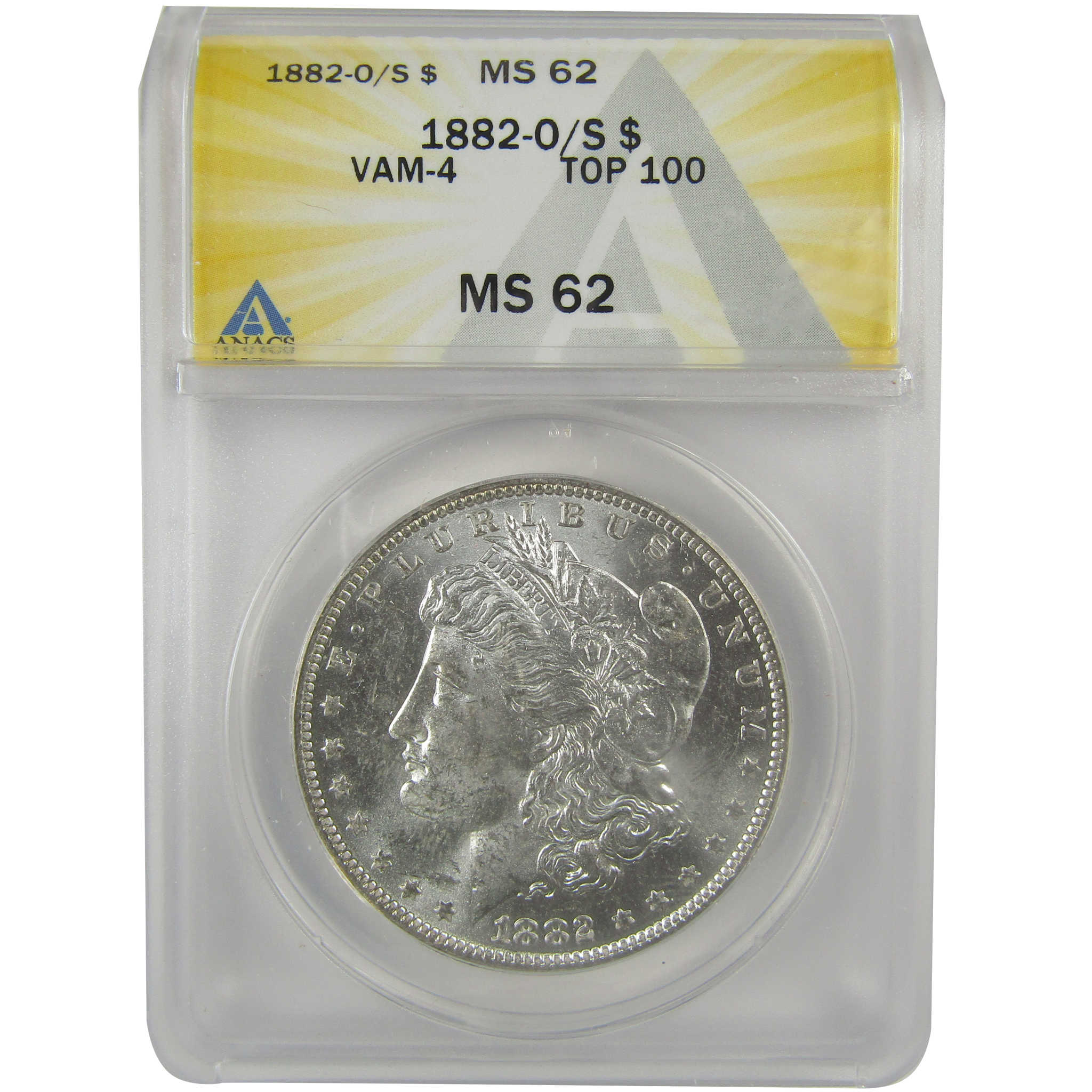 1882 O/S VAM-4 Recessed Top 100 Morgan Dollar MS 62 ANACS SKU:I21943 - Morgan coin - Morgan silver dollar - Morgan silver dollar for sale - Profile Coins &amp; Collectibles