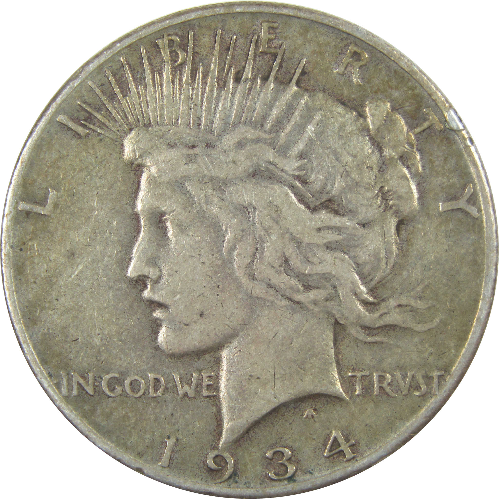 1934 D Peace Dollar VF Very Fine Silver $1 Coin SKU:I15468