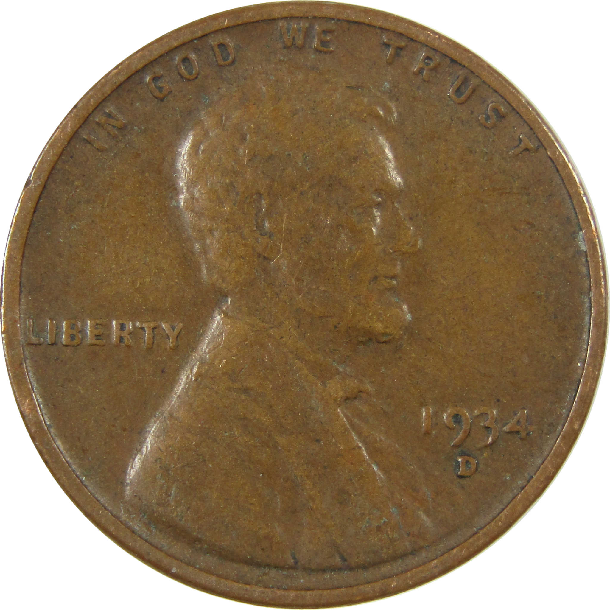 1934 D Lincoln Wheat Cent F Fine Penny 1c Coin Collectible SKU:I26791