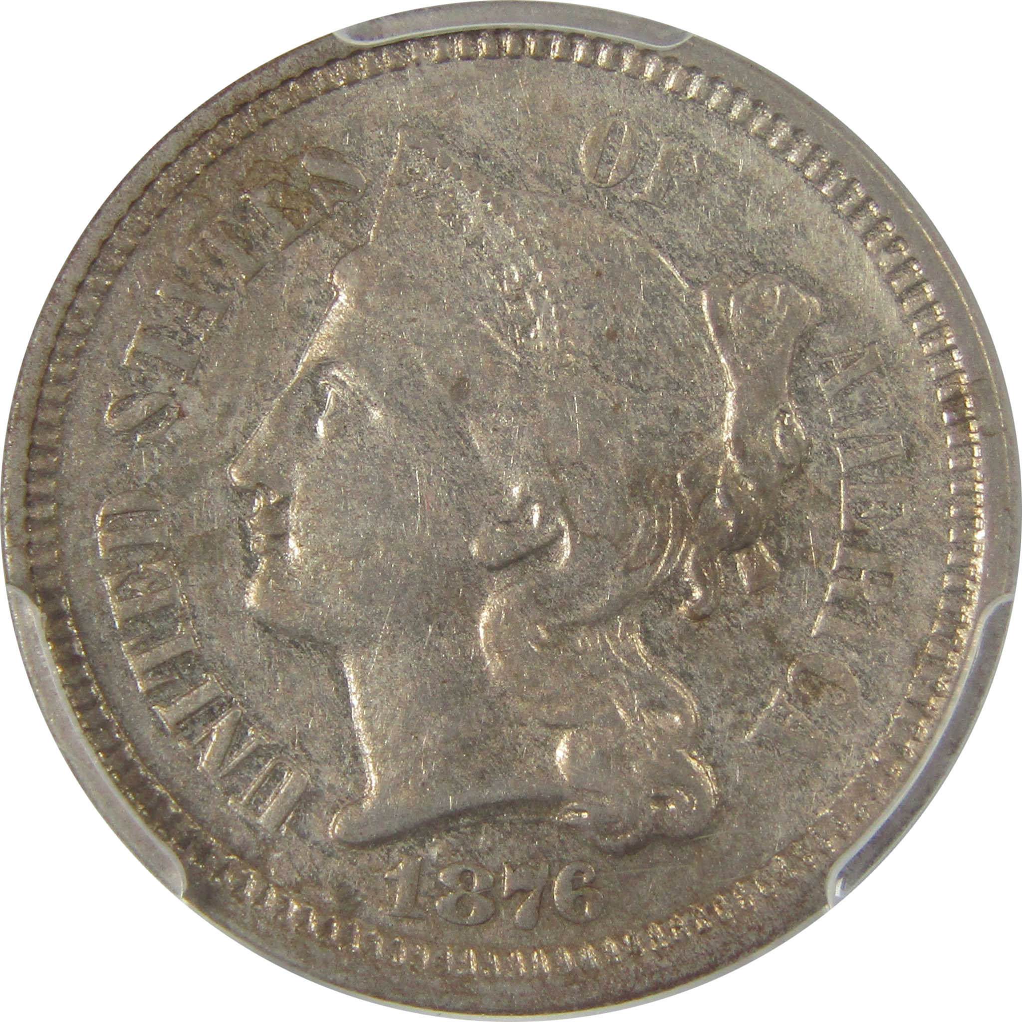 1876 Nickel Three Cent Piece AU Details PCGS 3c Coin SKU:I20019