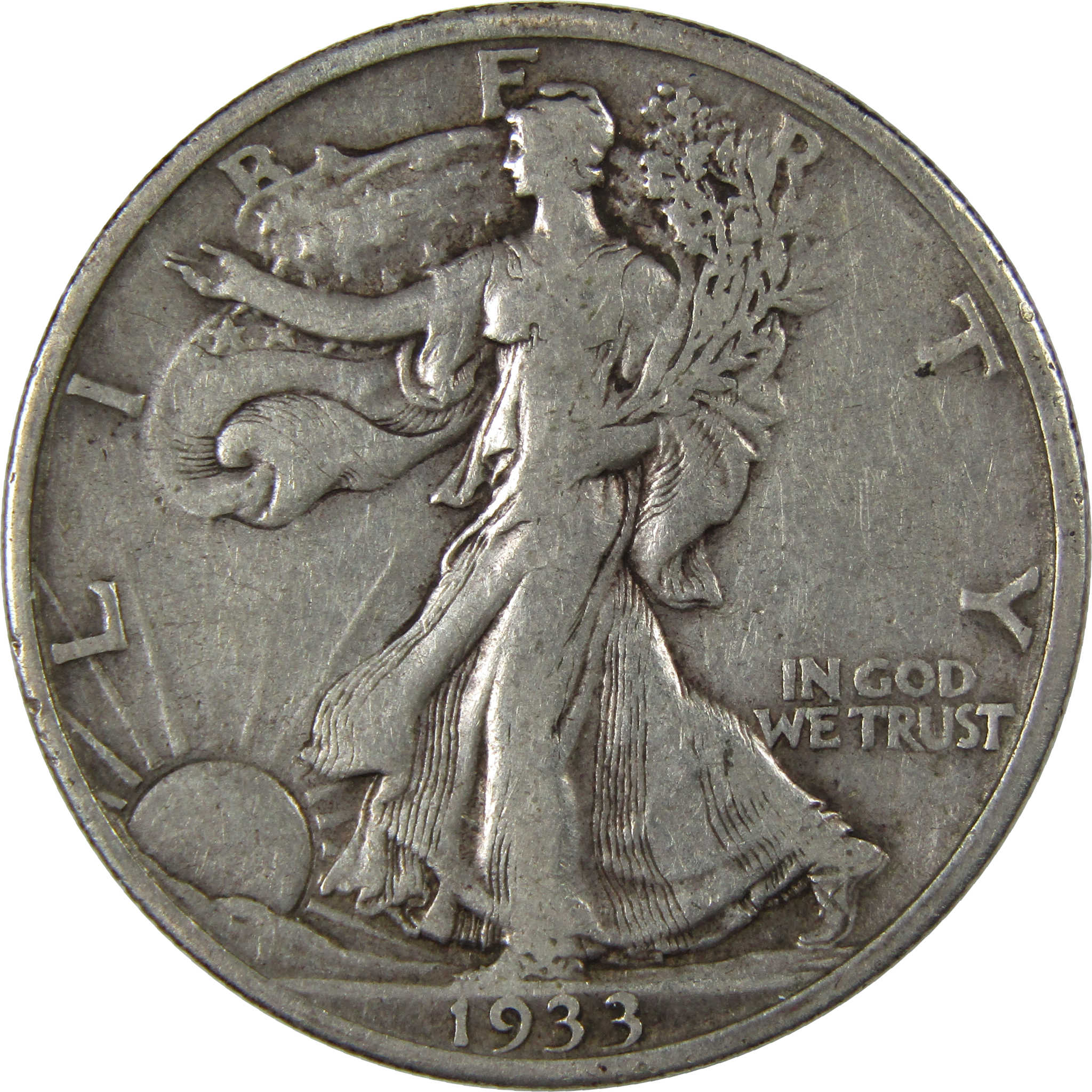 1933 S Liberty Walking Half Dollar VF Very Fine Silver SKU:I23452