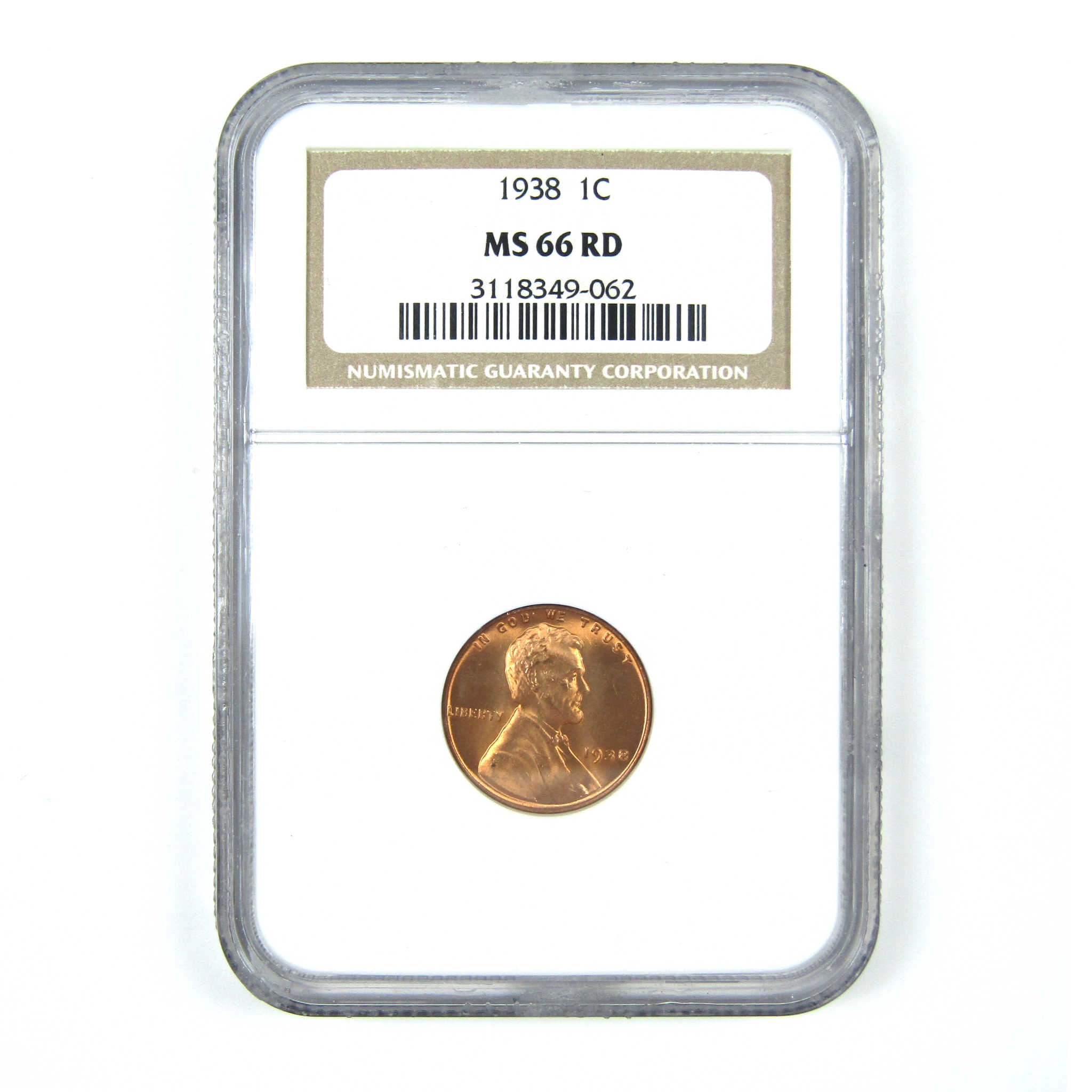 1938 Lincoln Wheat Cent MS 66 RD NGC Penny 1c Uncirculated SKU:CPC7356
