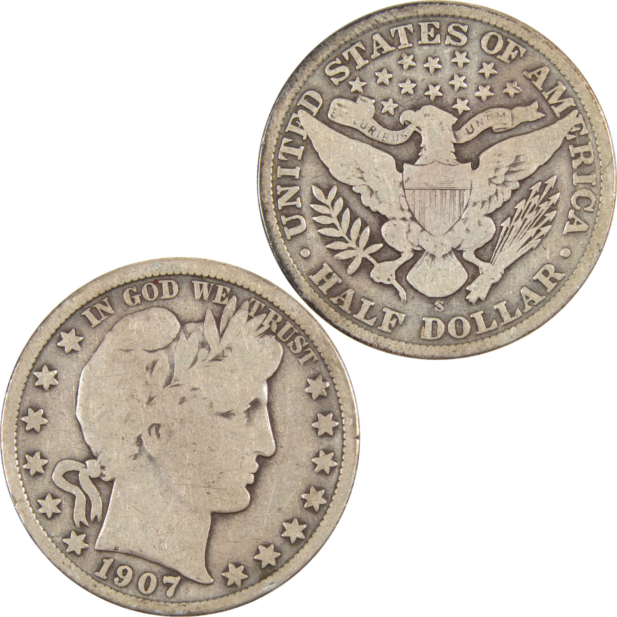 1907 S Barber Half Dollar G Good Silver 50c Coin