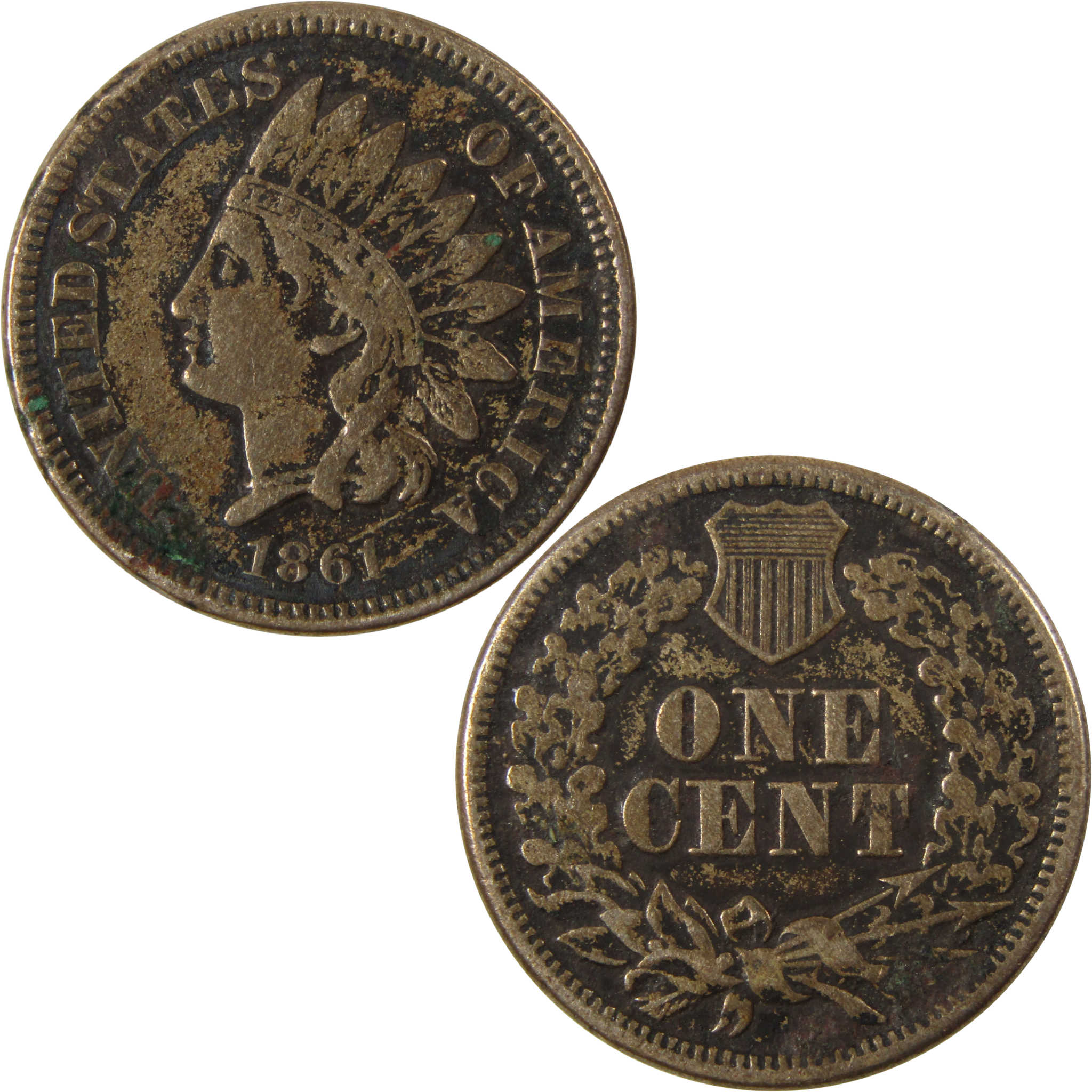 1861 Indian Head Cent F Fine Details Penny 1c Coin SKU:CP1191