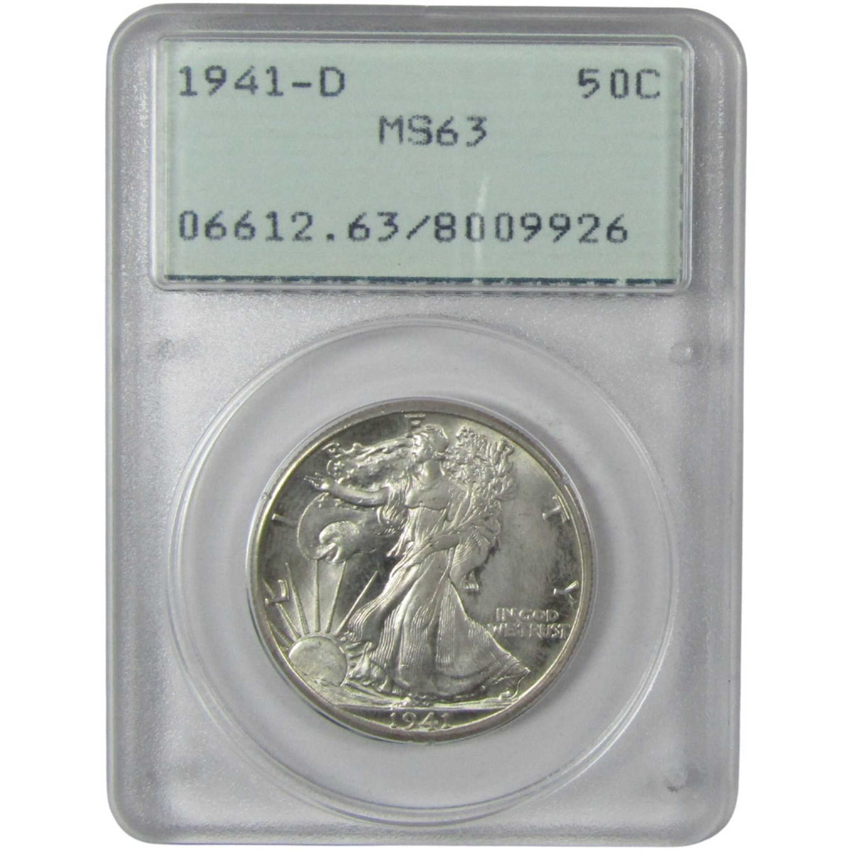 1941 D Liberty Walking Silver Half Dollar MS 63 PCGS 50c Coin