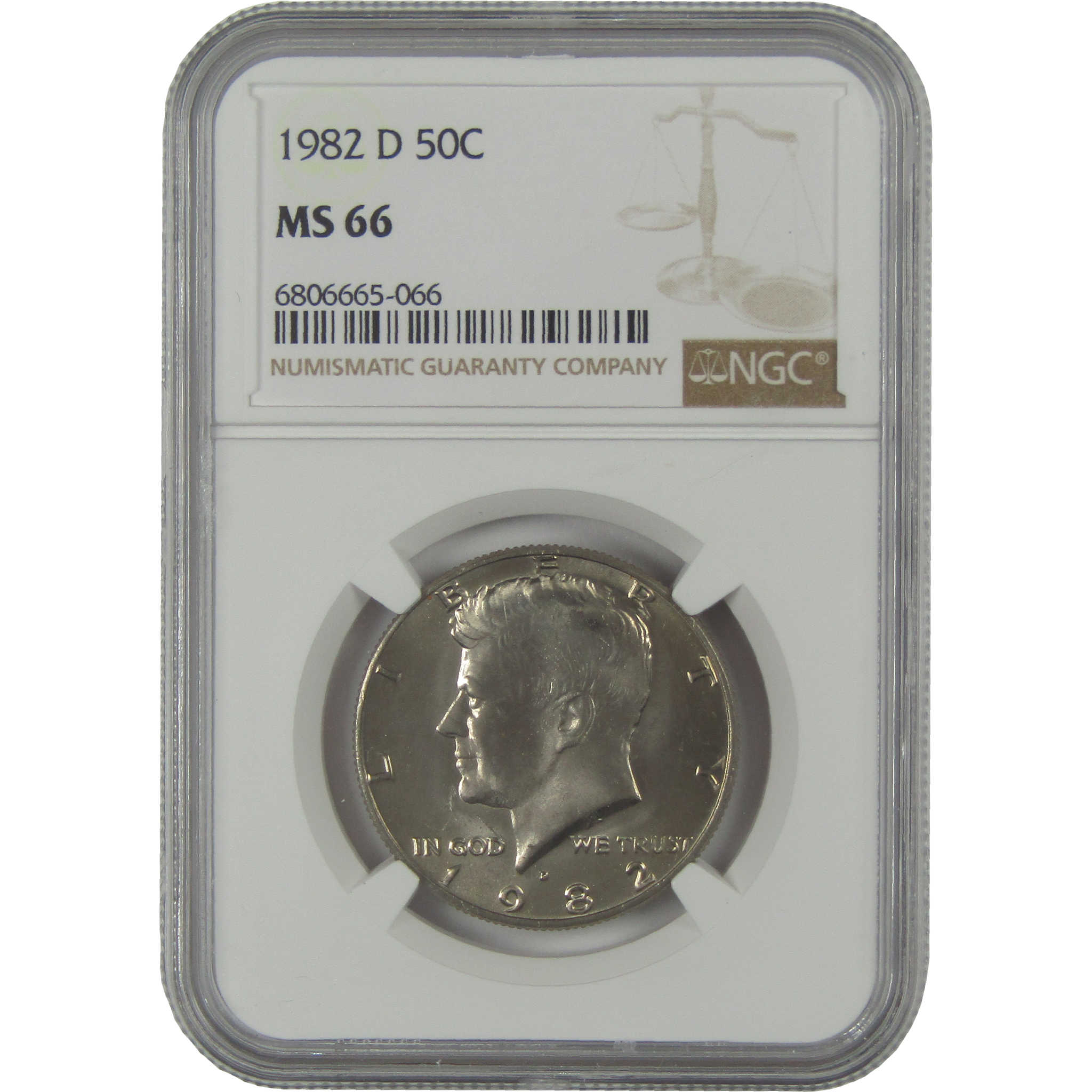 1982 D Kennedy Clad Half Dollar MS 66 NGC Uncirculated 50c Coin