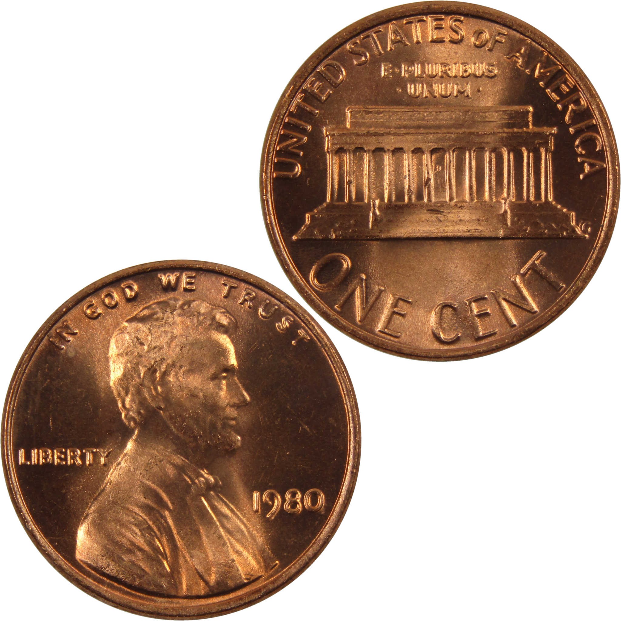 1980 Lincoln Memorial Cent BU Uncirculated Penny 1c Coin