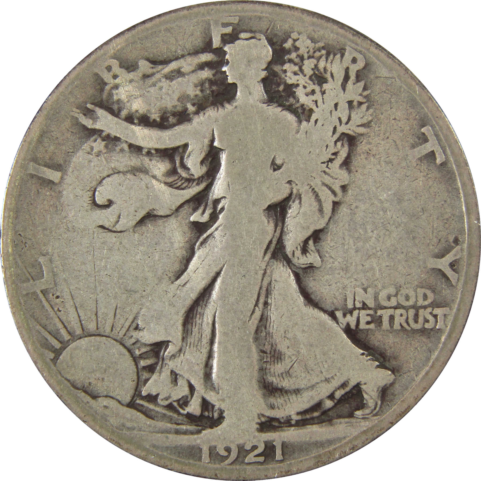 1921 S Liberty Walking Silver 50c VG Very Good Details SKU:CP1588
