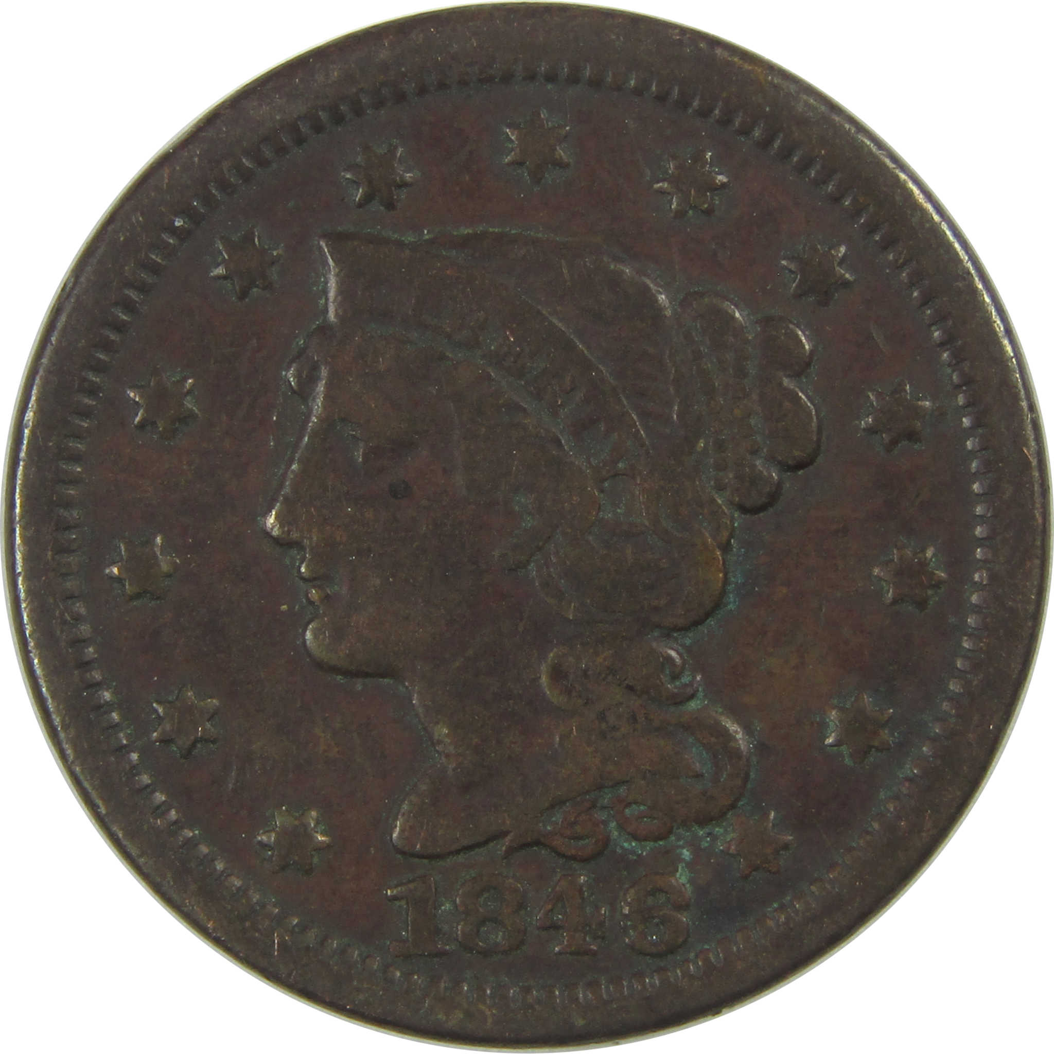 1846 Small Date Braided Hair Large Cent F Fine Copper SKU:CPC0770