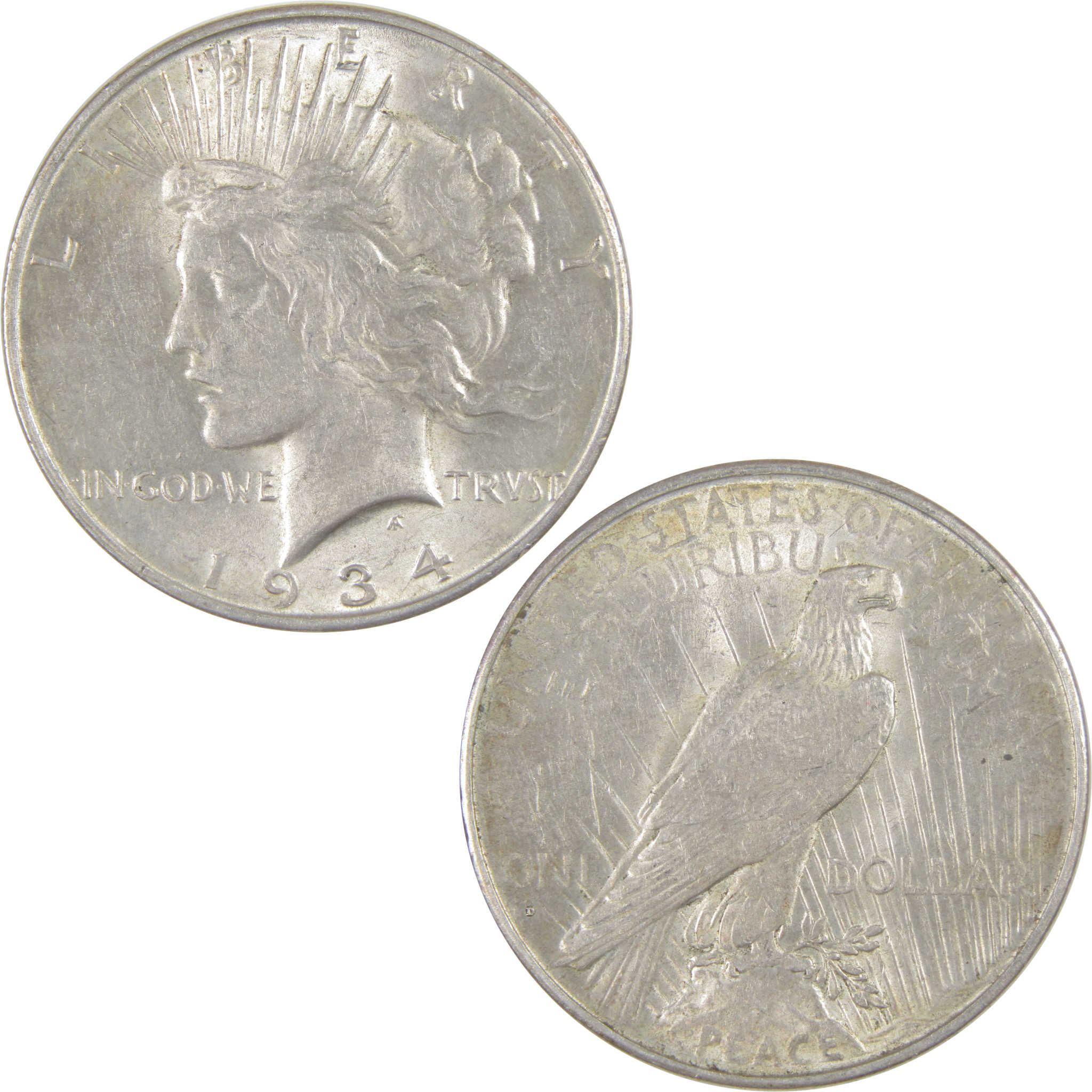 1934 D Peace Dollar AU About Uncirculated Silver $1 Coin SKU:I16830