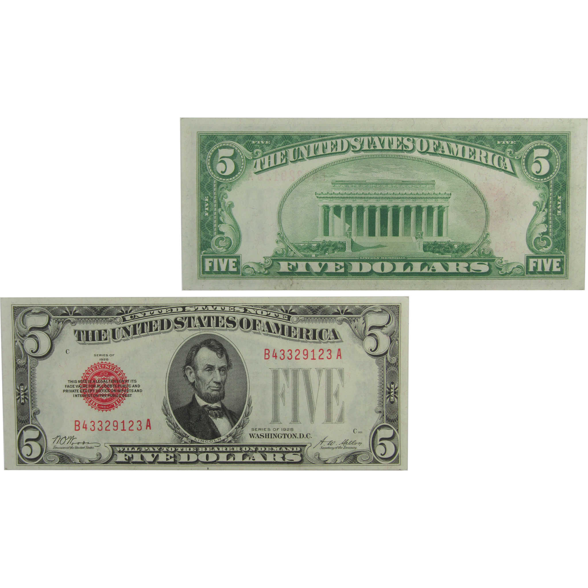 1928 $5 Small Size Legal Tender Note Fr 1525 CU Crisp Uncirculated