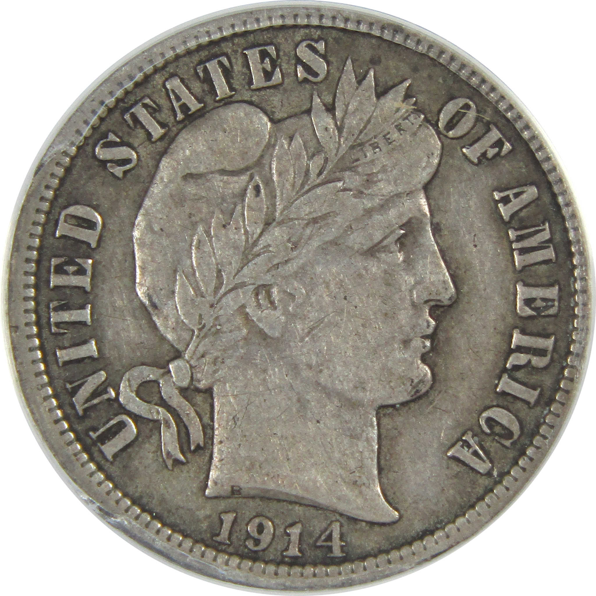 1914 Barber Dime VF 30 ANACS Silver 10c Coin SKU:I16307