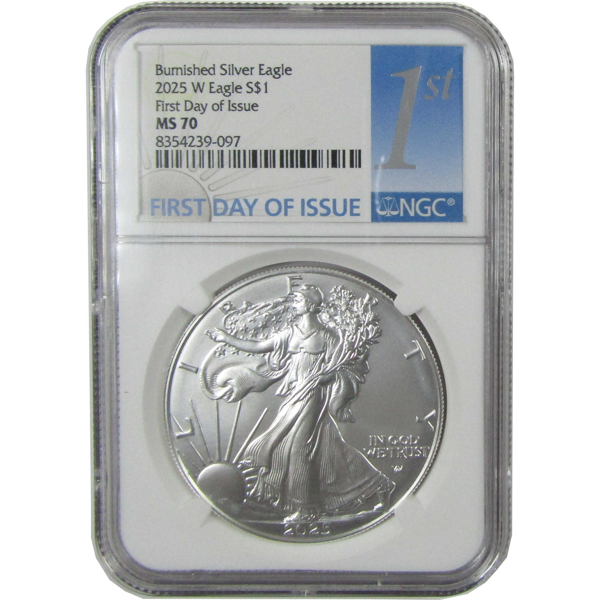 2025 W American Silver Eagle MS 70 NGC Burnished $1 Coin First Day