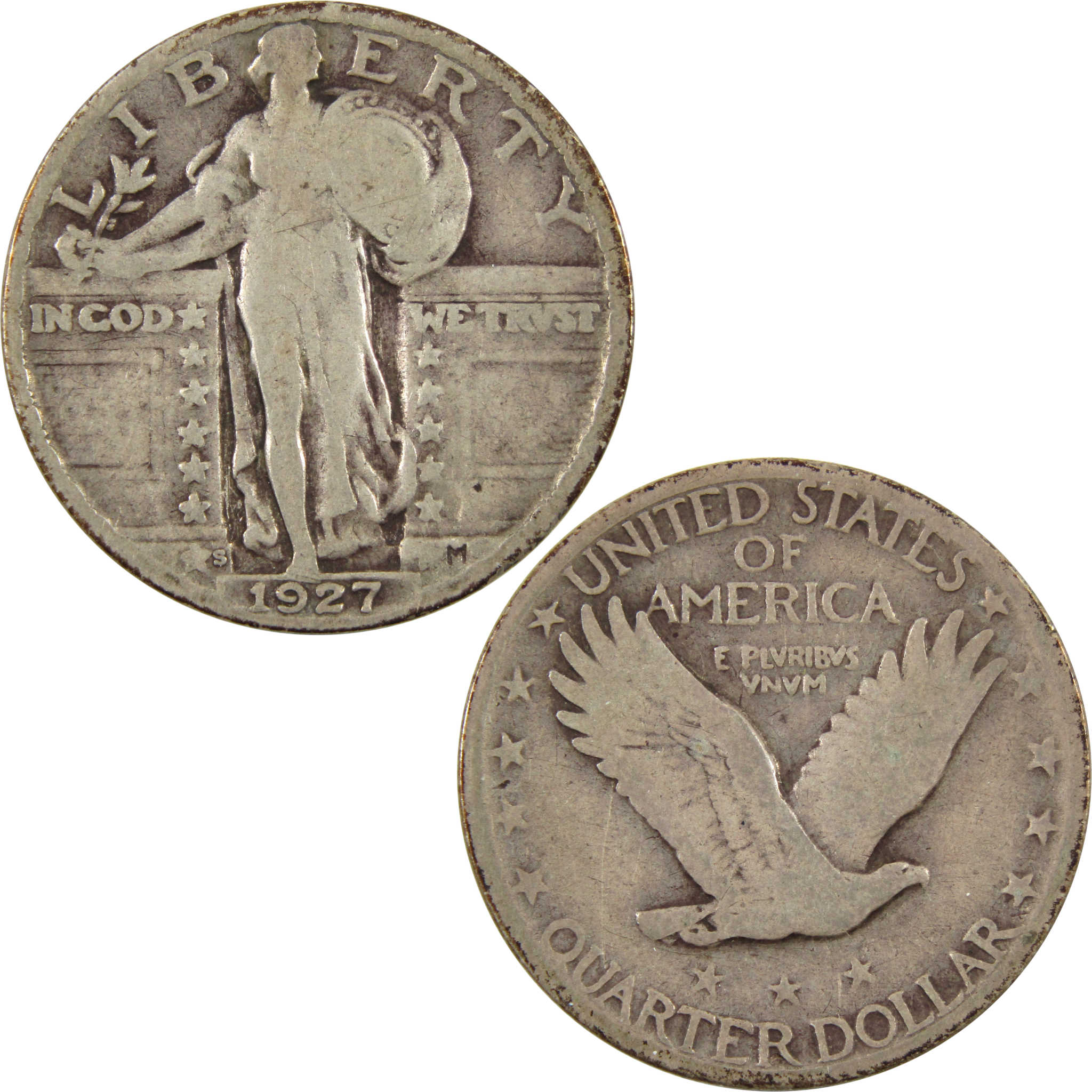 1927 Standing Liberty Quarter VG 90% Silver 25c Coin SKU:I11194