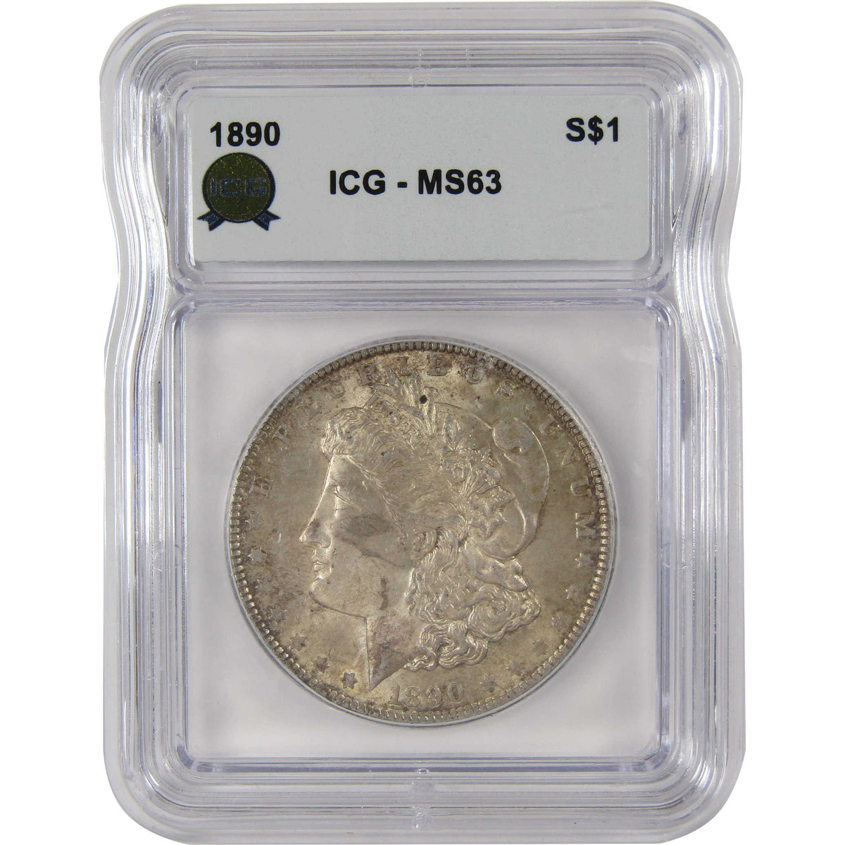 1890 Morgan Silver Dollar MS 63 ICG Uncirculated $1 Coin SKU:I29170