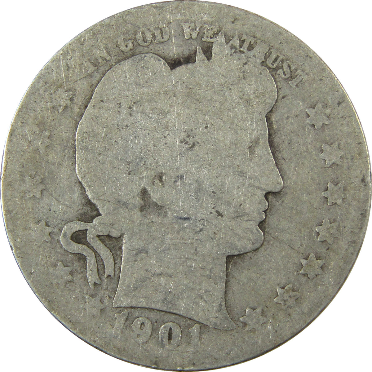 1901 O Barber Silver Quarter AG About Good 25c Coin SKU:I28529