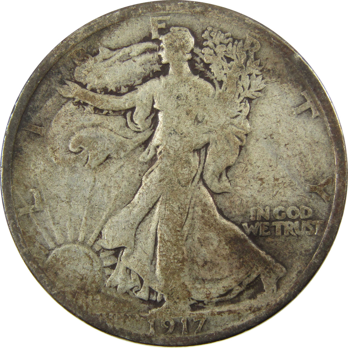 1917 Liberty Walking Silver Half Dollar VG Very Good Coin SKU:I29024