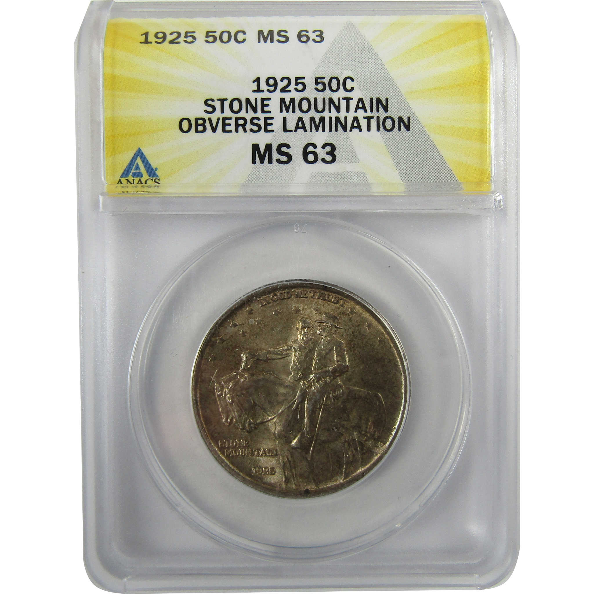 1925 Stone Mountain Silver 50c MS 63 ANACS Lamination Error SKU:I28081