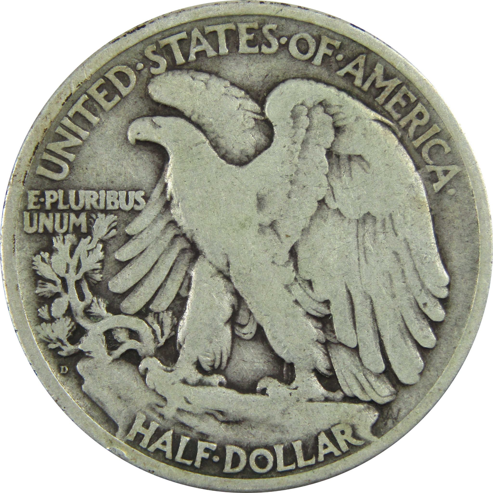 1918 D Liberty Walking Half Dollar F Fine Silver 50c Coin SKU:I13489