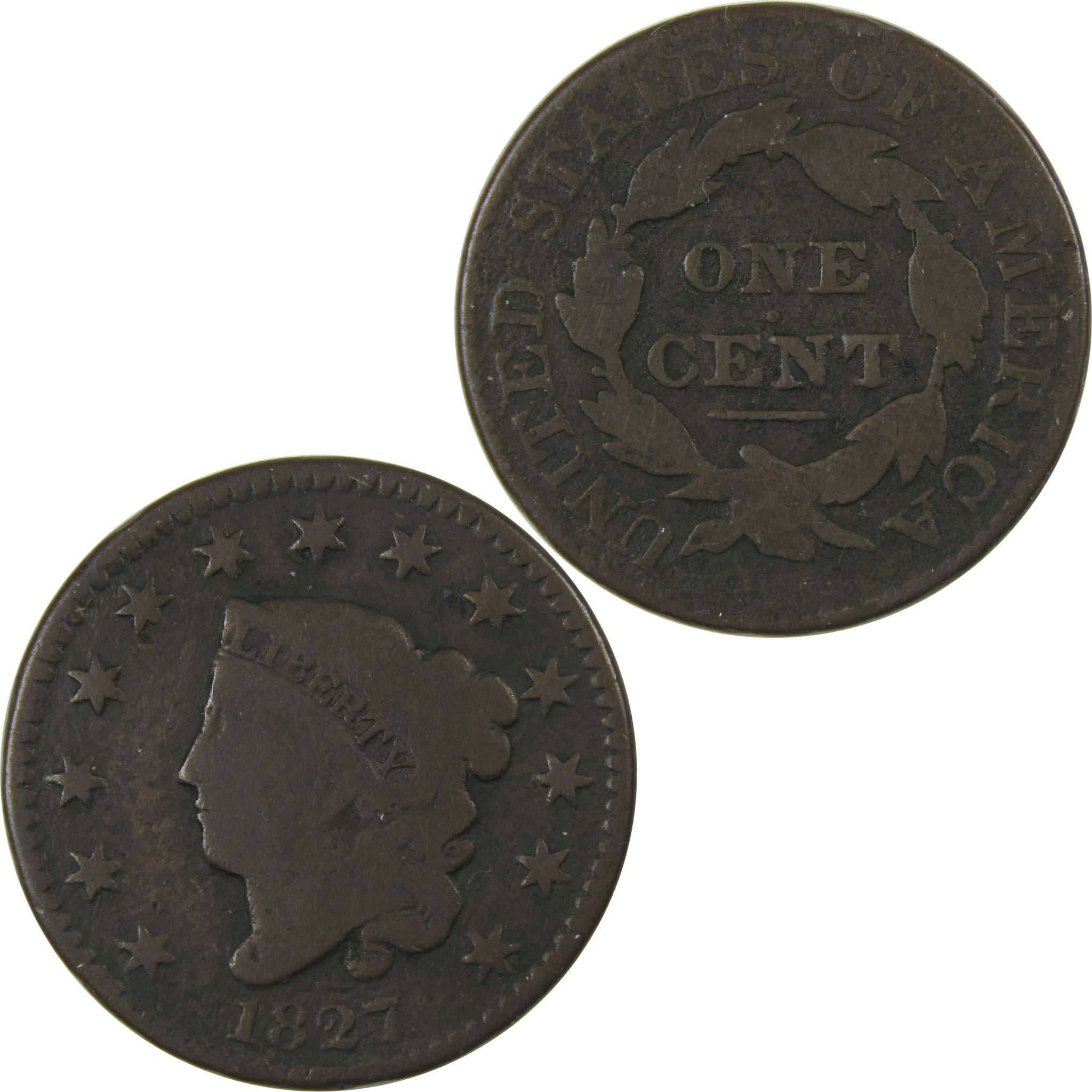 1827 Coronet Head Large Cent VG Very Good Copper Penny SKU:I23811