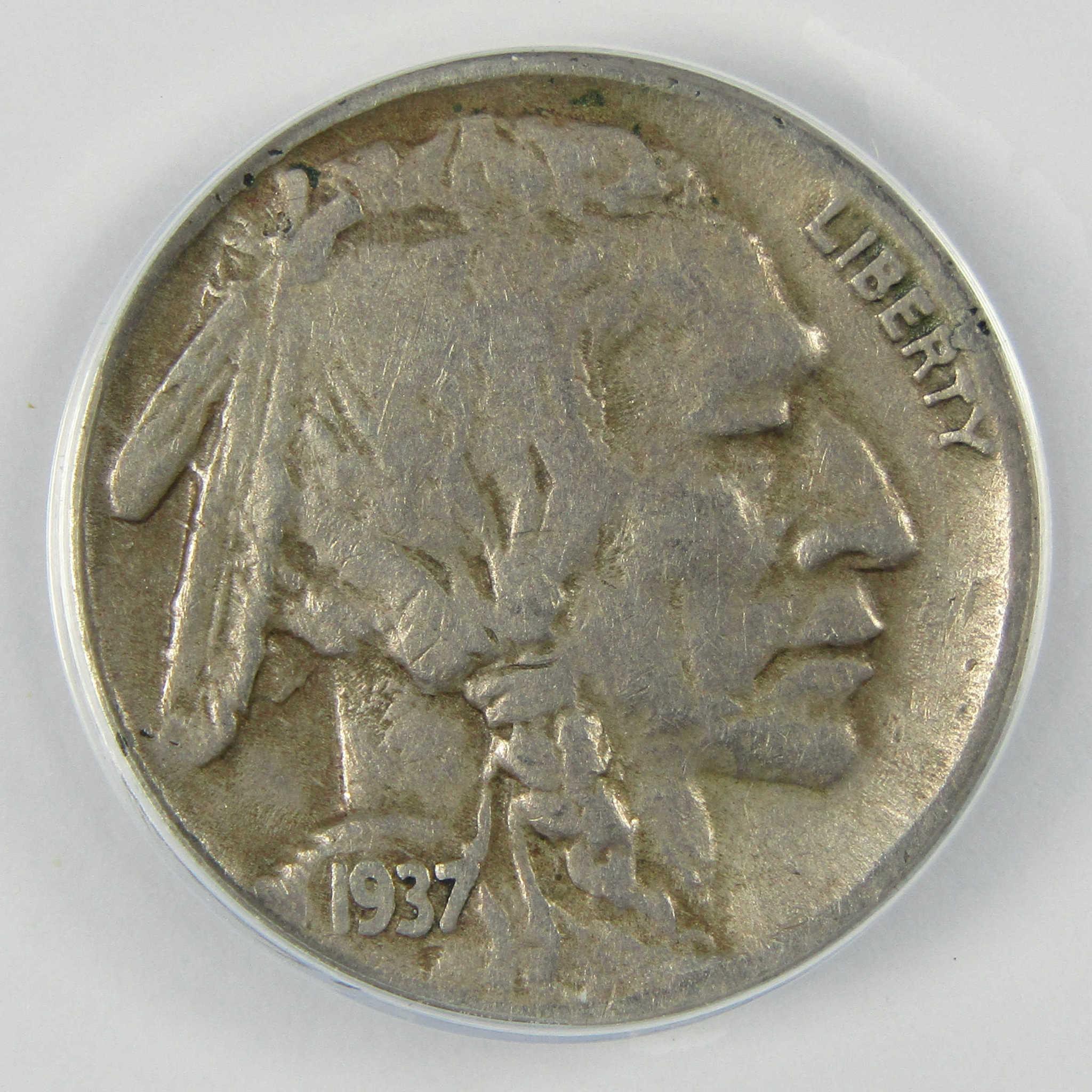 1937 D 3 Legs Indian Head Buffalo Nickel VF 20 Details ANACS SKU:CP763