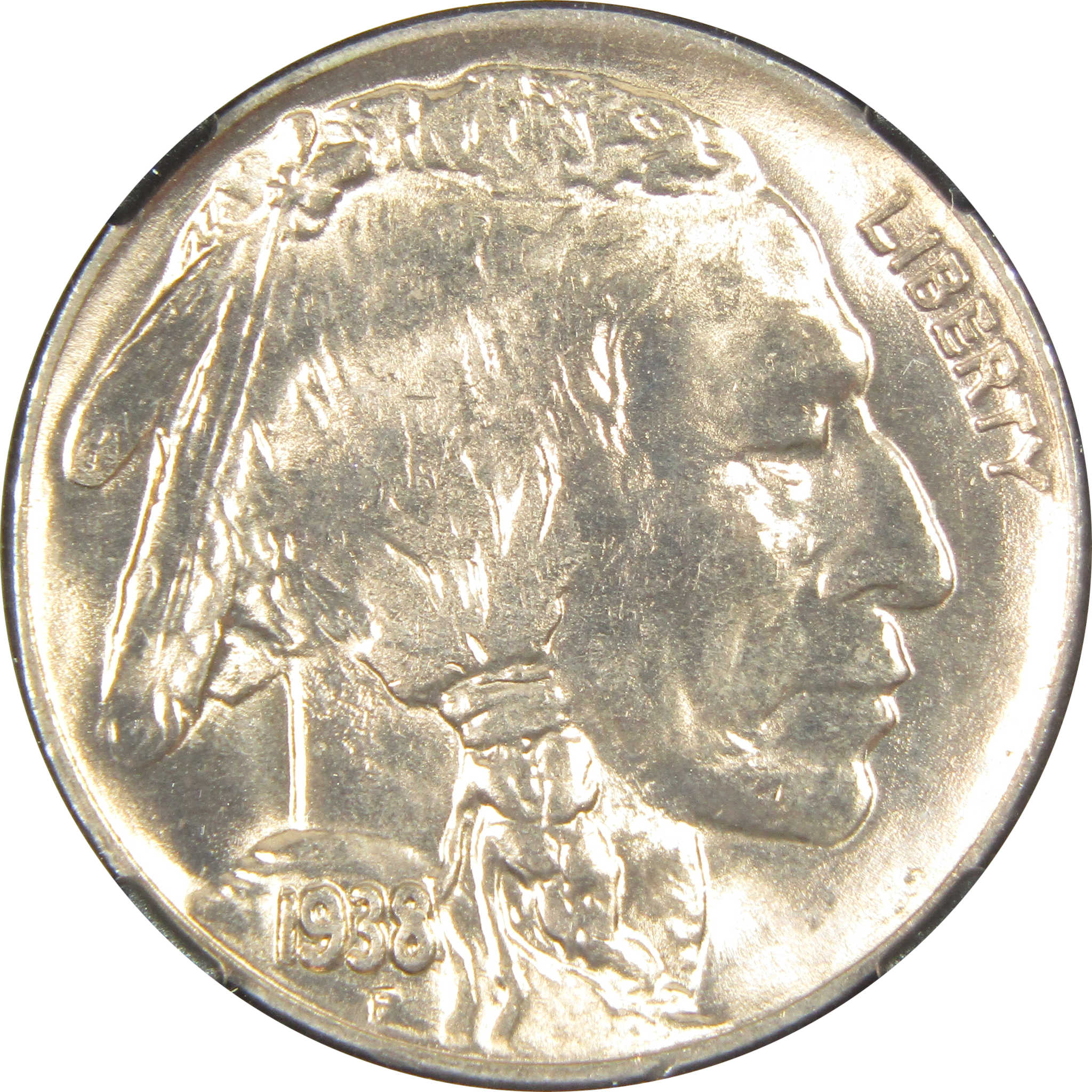 1938 D Buffalo Nickel MS 66 NGC 5c Original Bag Fragment SKU:I14579