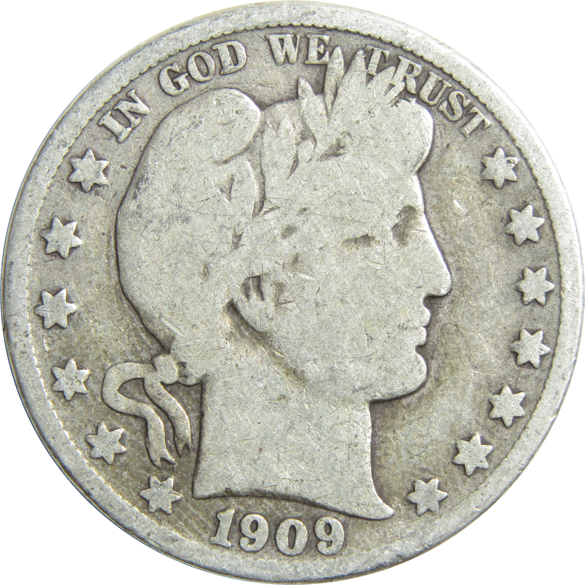 1909 S Barber Half Dollar G Good Silver 50c Coin SKU:I13251