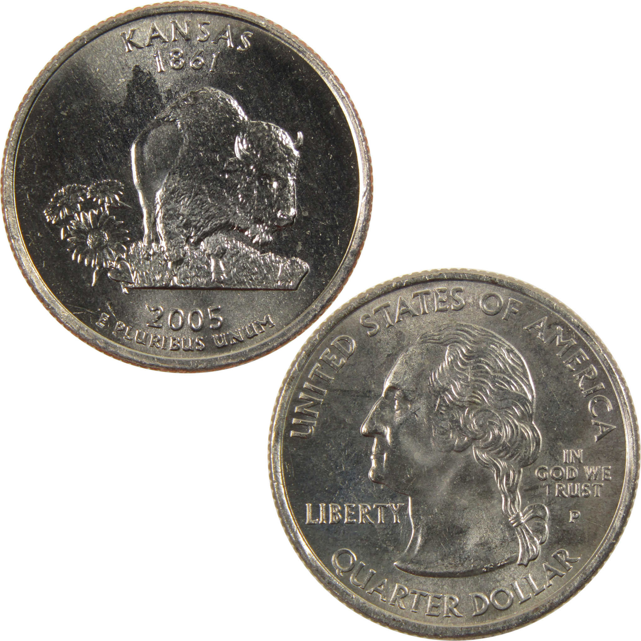 2005 P Kansas State Quarter BU Uncirculated Clad 25c Coin