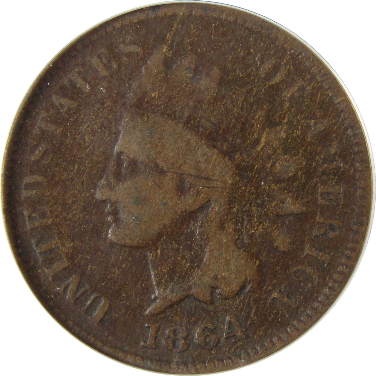 1864 L Indian Head Bronze Cent G 4 Details ANACS Penny SKU:I27958