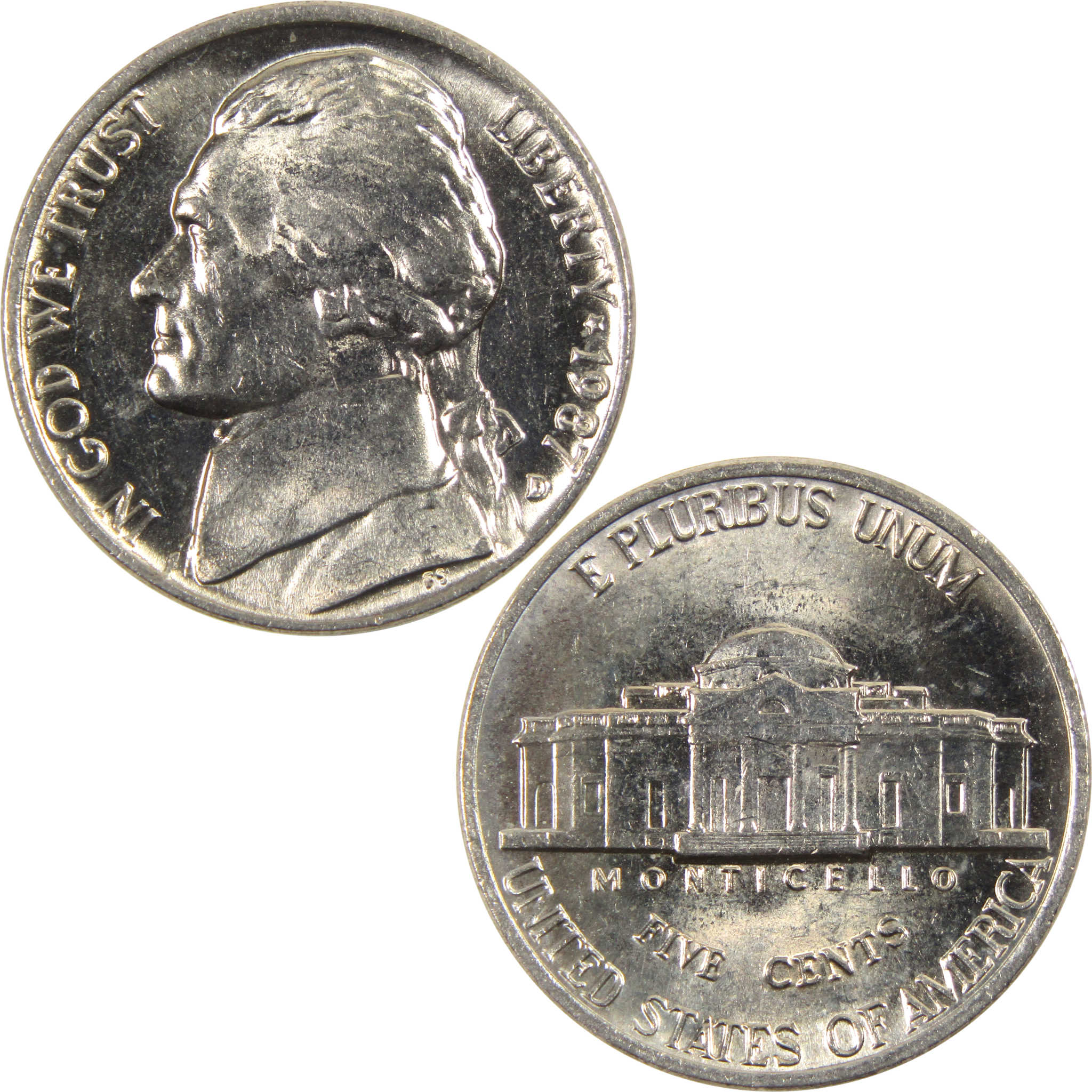 1987 D Jefferson Nickel BU Uncirculated 5c Coin