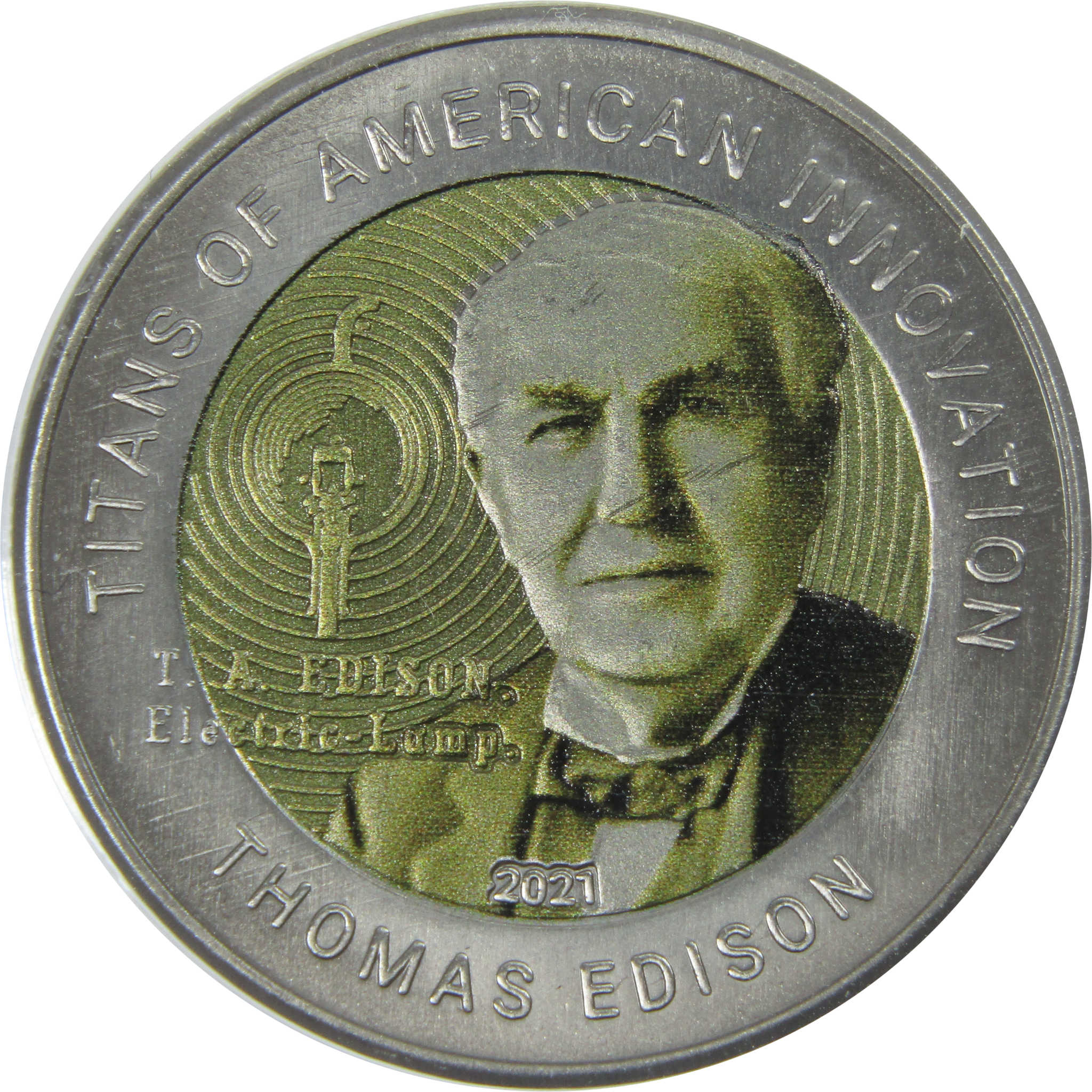 2021 Edison Titans of Innovation 2 Cedi Uncirculated 0.99 Titanium