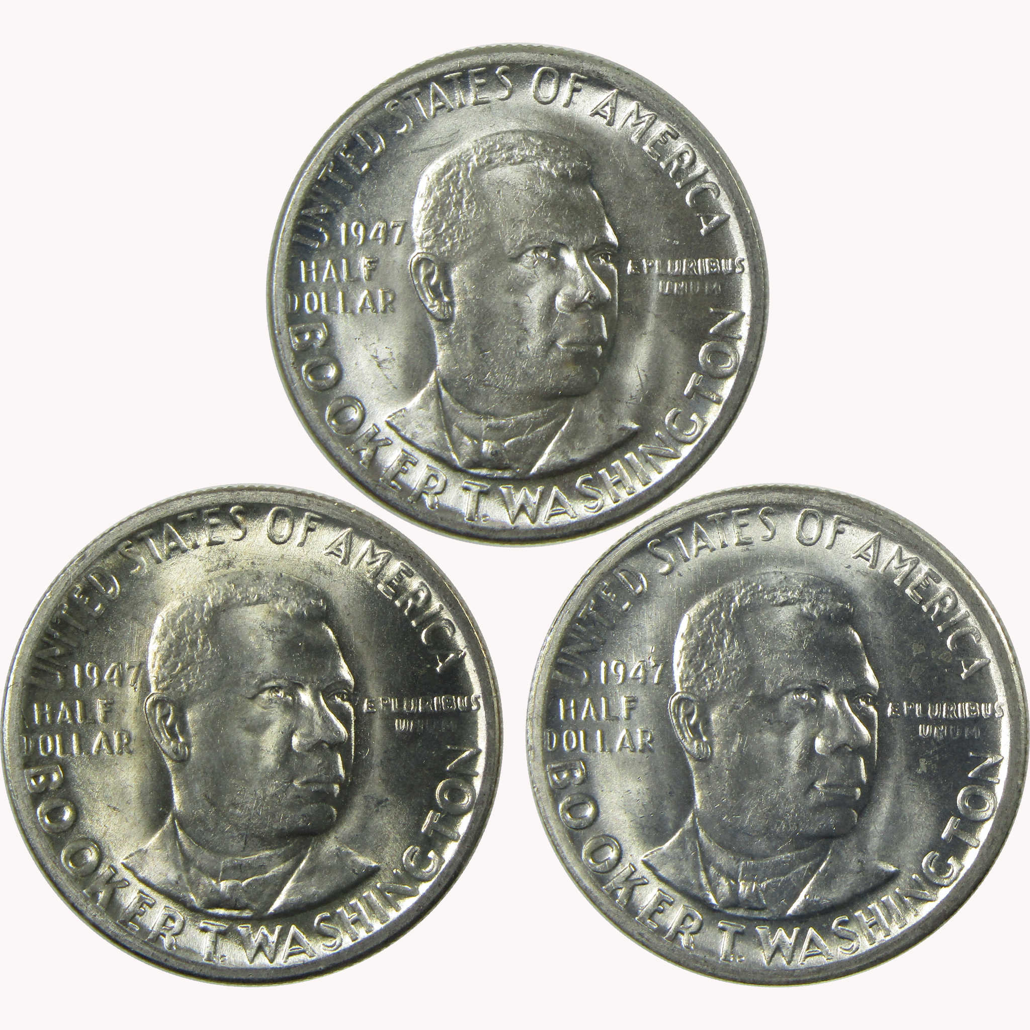 1947 PDS Booker T Washington 50c 3 Coin All Mint Set BU Choice Unc