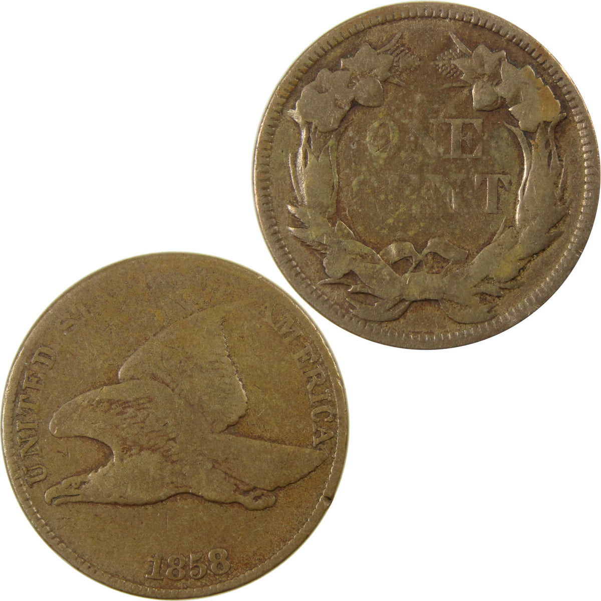 1858 Large Letters Flying Eagle Cent VG Very Good 1c Coin SKU:I23398