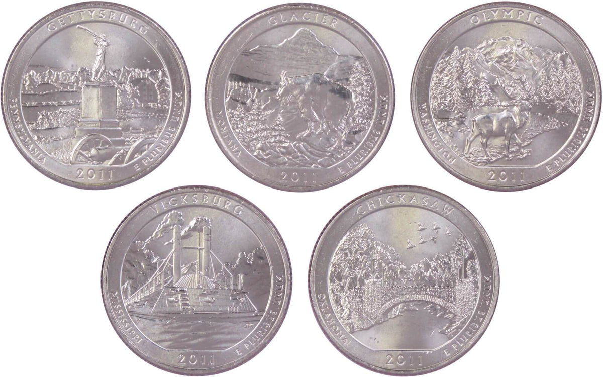2011 D Quarter 5 Coin Set Clad Uncirculated Mint State 25c Collectible
