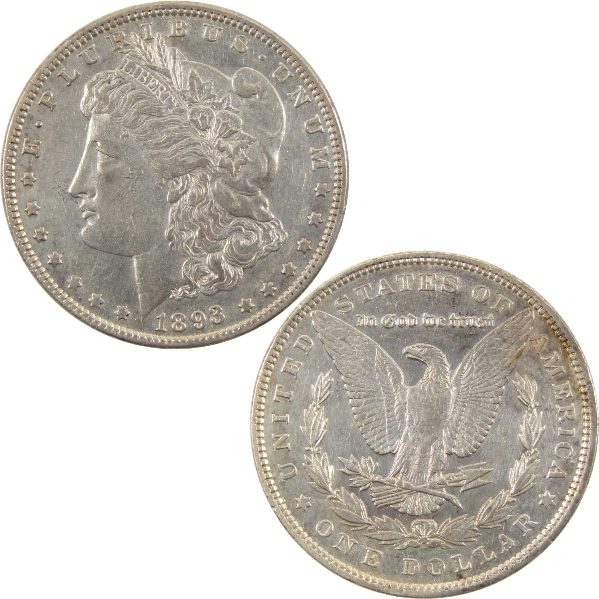 1893 Morgan Dollar AU About Unc Details 90% Silver $1 SKU:I10647 - Morgan coin - Morgan silver dollar - Morgan silver dollar for sale - Profile Coins &amp; Collectibles