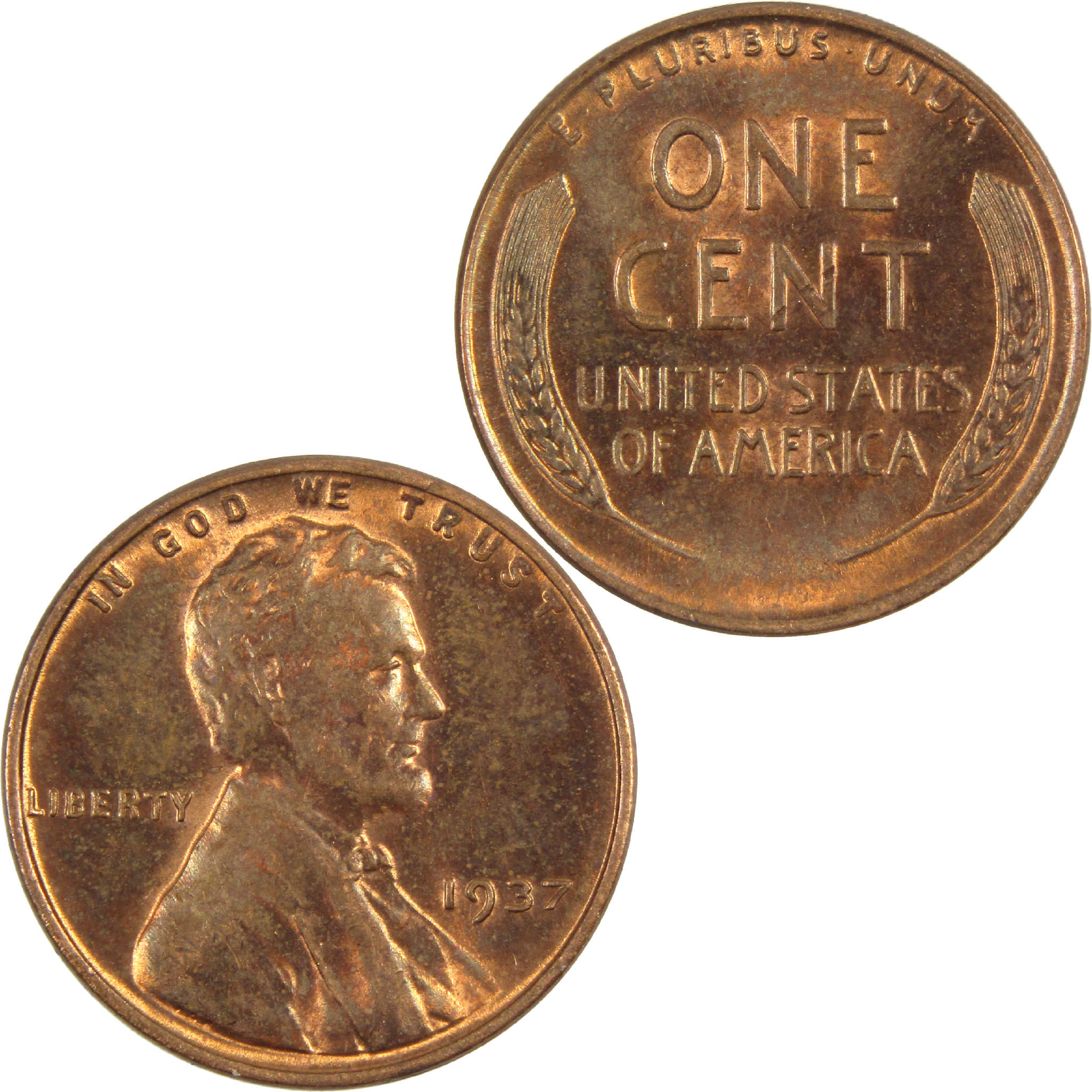 1937 Lincoln Wheat Cent AU About Uncirculated Penny 1c Coin