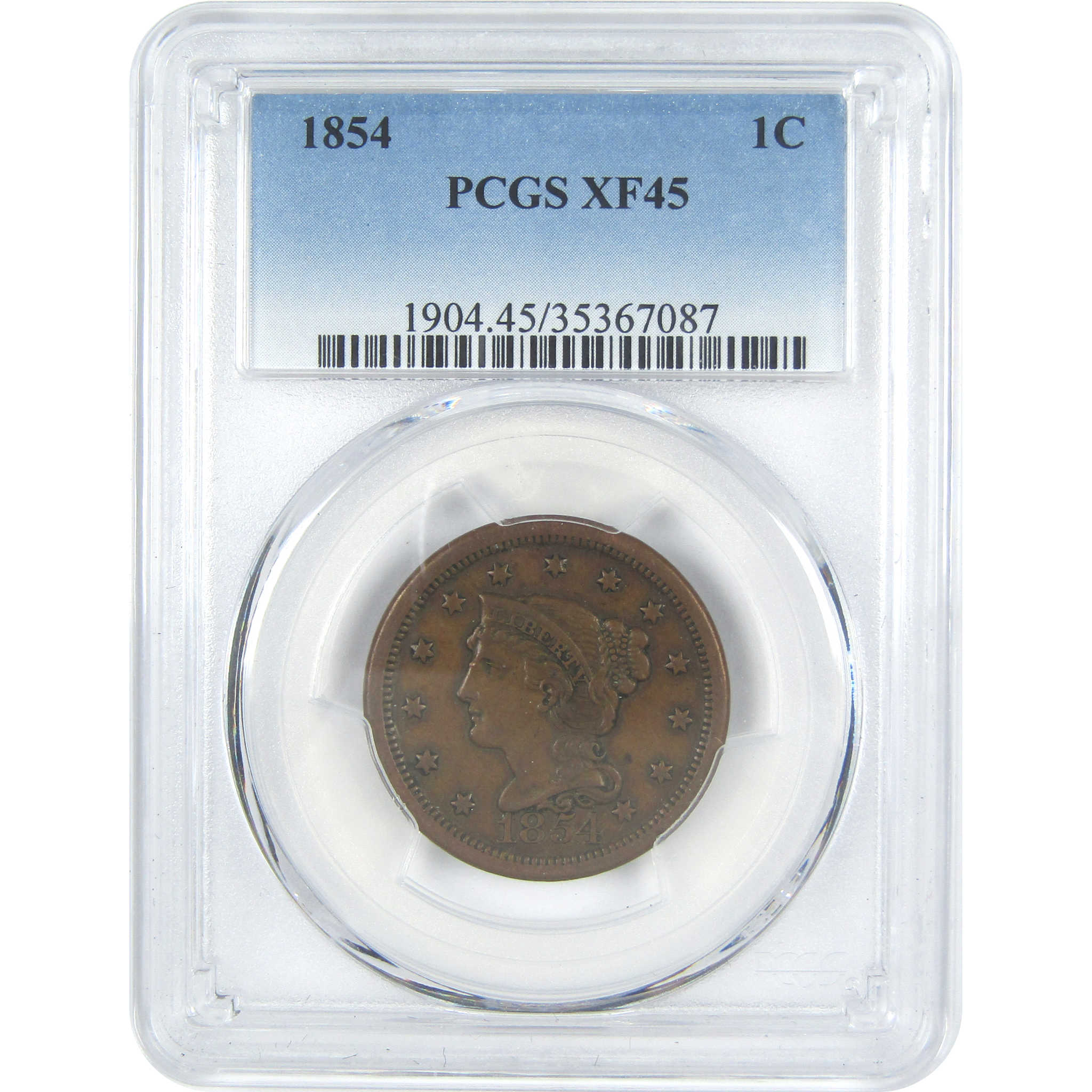 1854 Braided Hair Large Cent XF 45 PCGS Copper Penny SKU:I15389