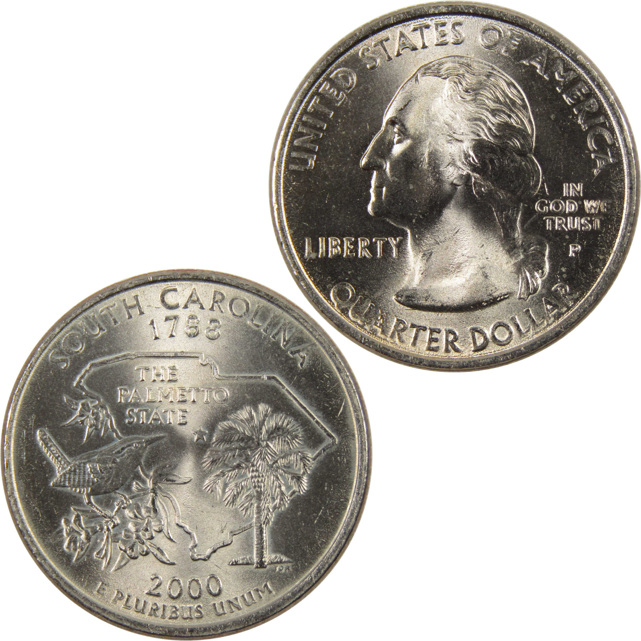 2000 P South Carolina State Quarter BU Uncirculated Clad 25c Coin