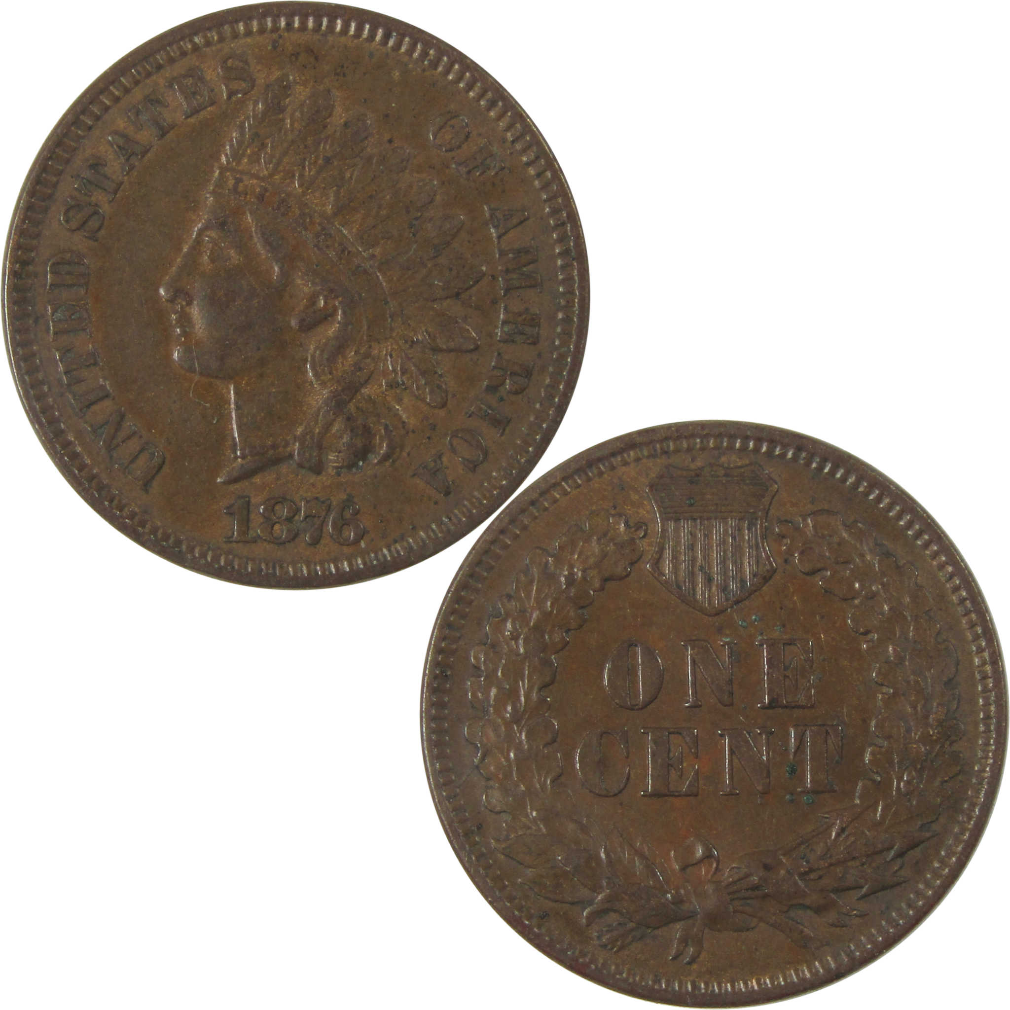 1876 Indian Head Cent CH AU Choice About Uncirculated Penny SKU:I19644