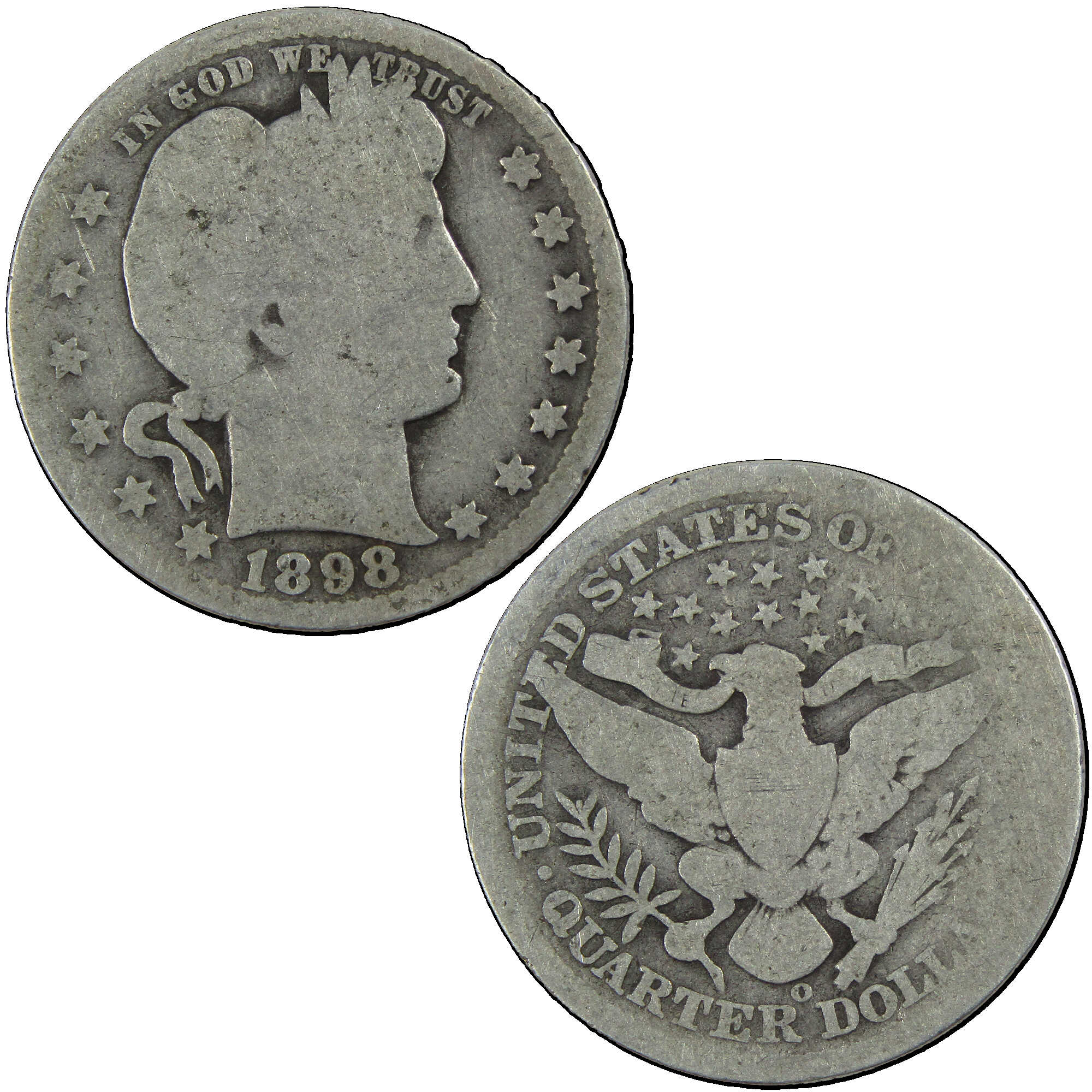 1898 O Barber Quarter AG About Good Silver 25c Coin SKU:I12731