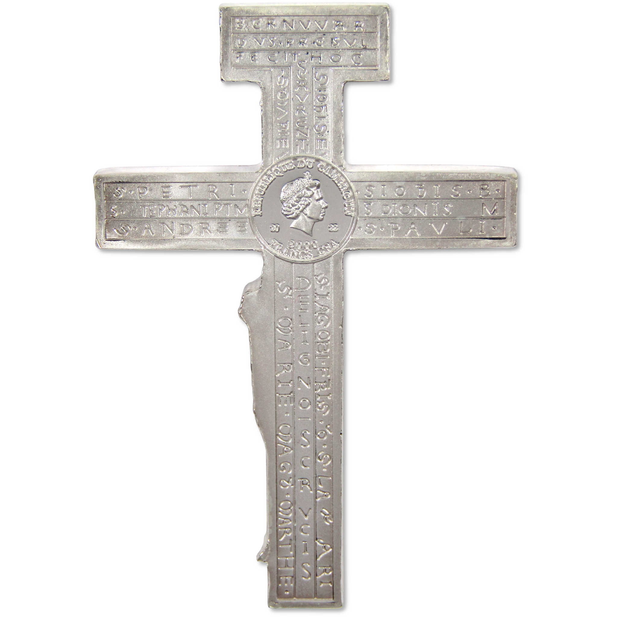 Bernward's Cross Crucifix Shaped 1 oz .999 Silver Coin 2022 Cameroon COA