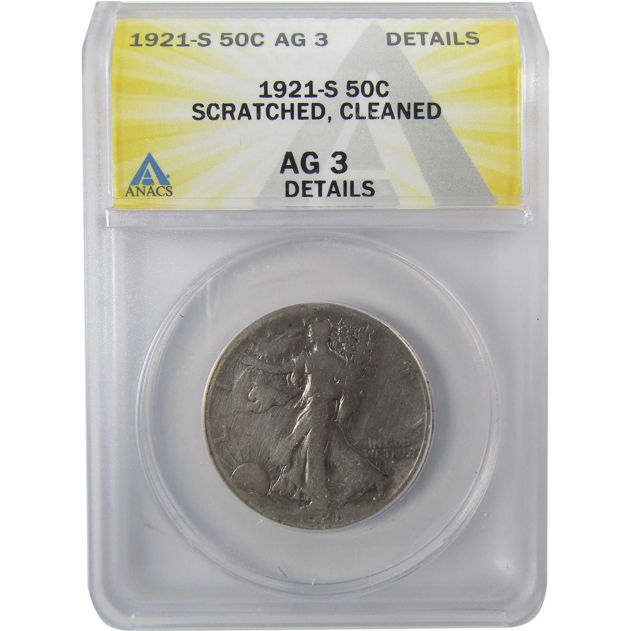 1921 S Liberty Walking Silver Half Dollar AG 3 Detail ANACS SKU:I25447