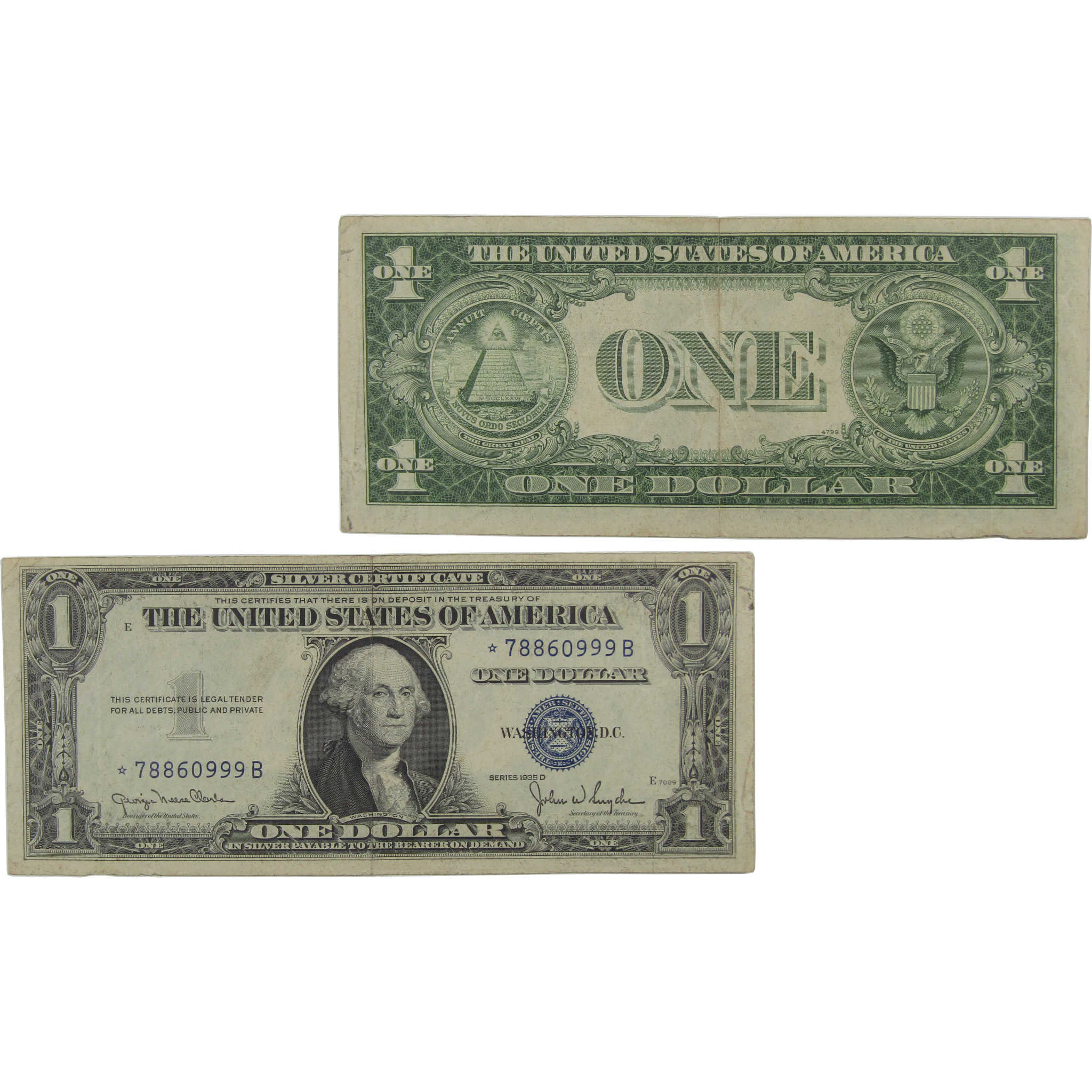 1935 D $1 Silver Certificate Fr 1613W F Fine Wide Design Star Note